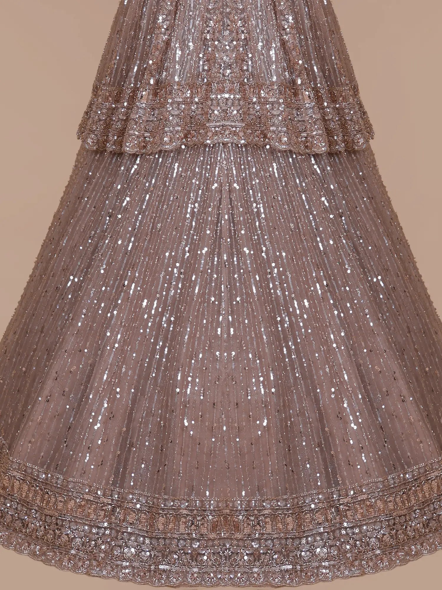 Discover Exclusive Designer Chickoo Peplum Lehenga With Premium Handwork