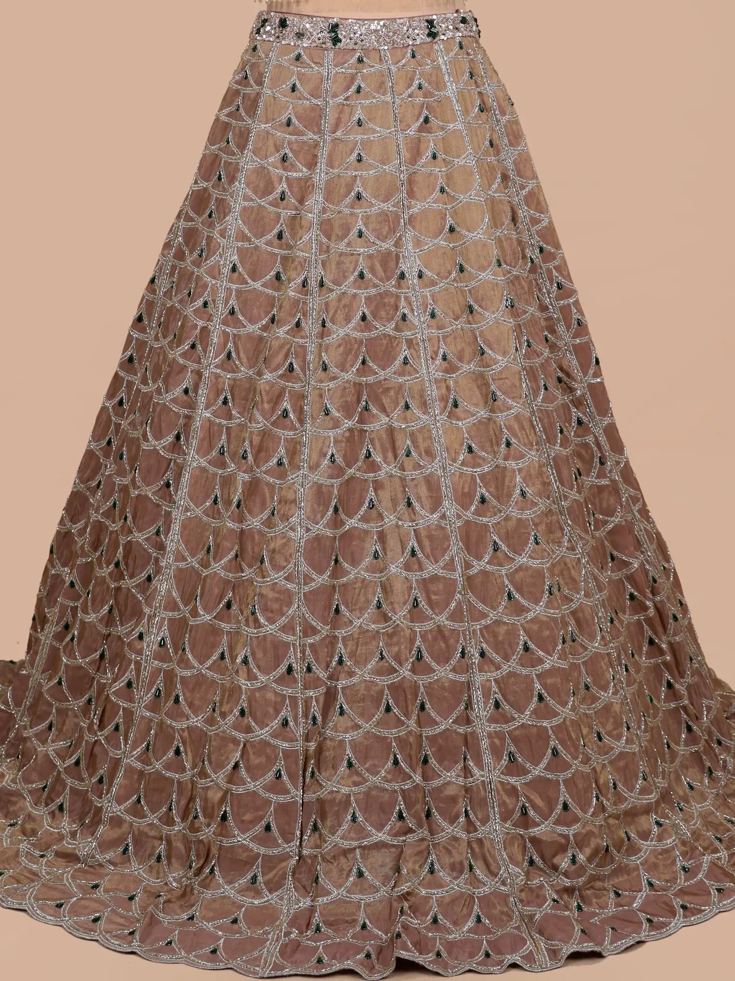 Luxury Premium Copper Shimmer Lehenga Choli Zardosi Work
