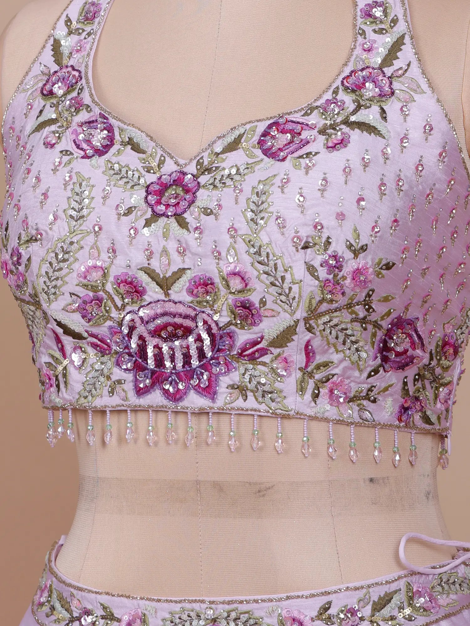 Buy Floral Silk Lehenga With Designer Sequins Work Online