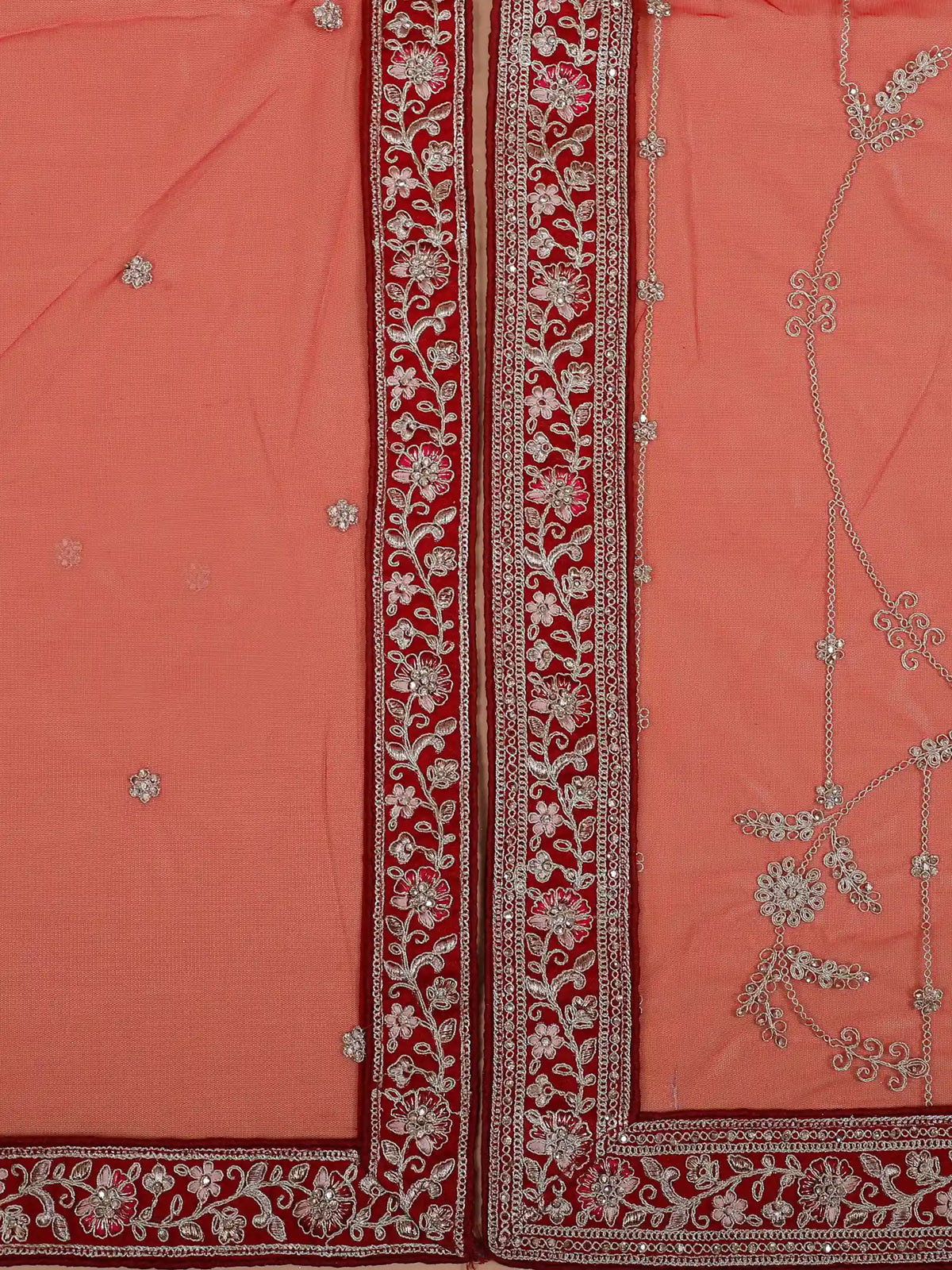 Maroon Raw Silk Bridal Lehenga Featuring Palace and Dulhan Scenes