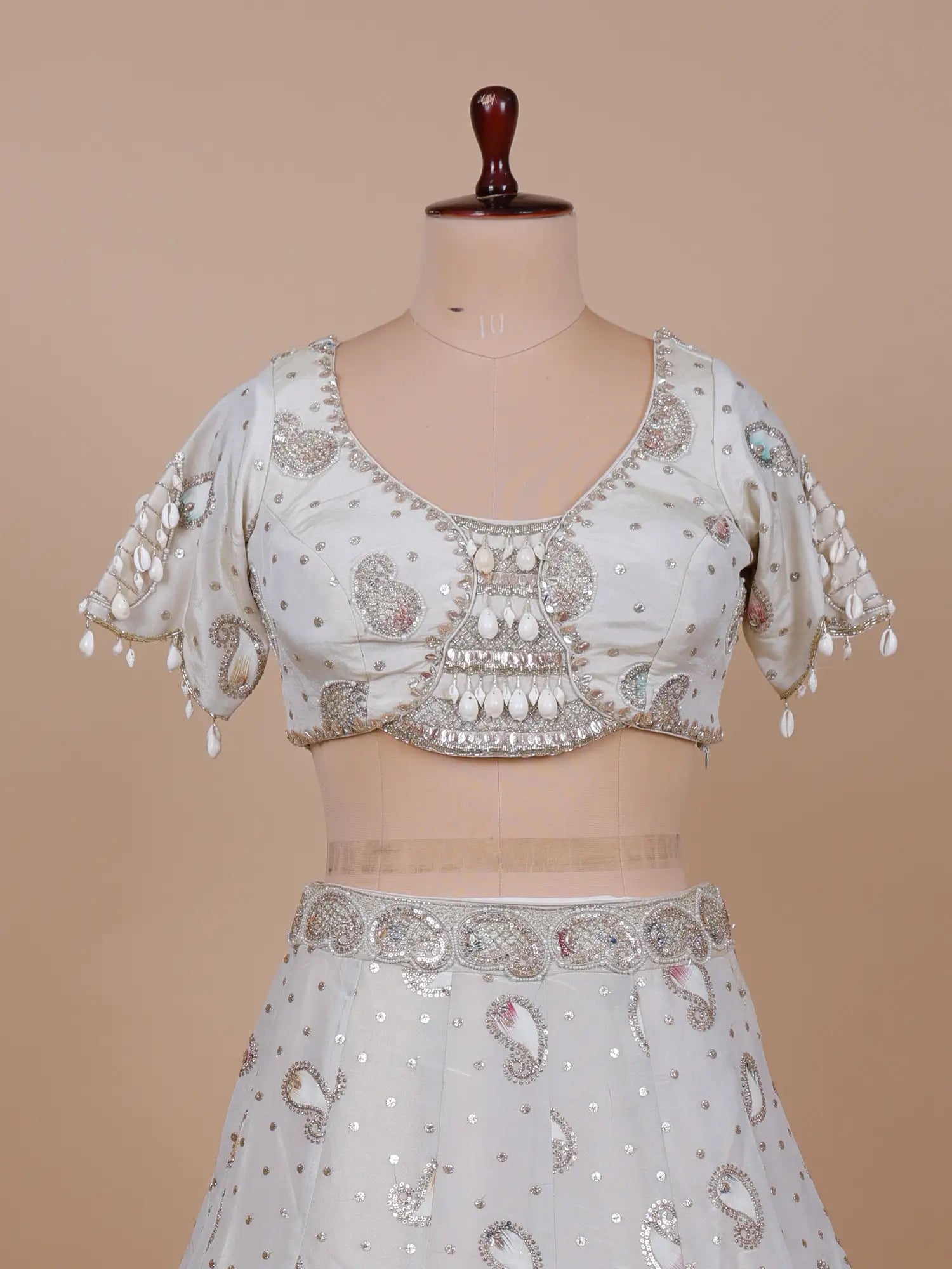 Buy Luxury Off White Chinon Lehenga Choli With Diamond Work
