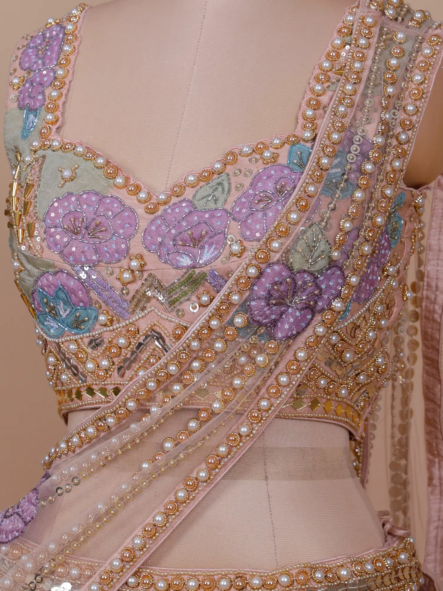 Get Magnificent Peach Designer Lehenga Online for Elegant Occasions