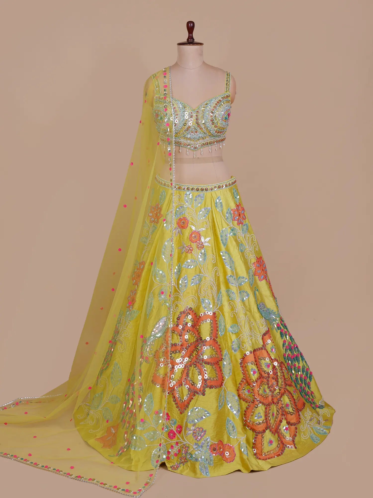 Trendy Yellow PDP-Inspired Silk Haldi Lehenga With Designer Finish
