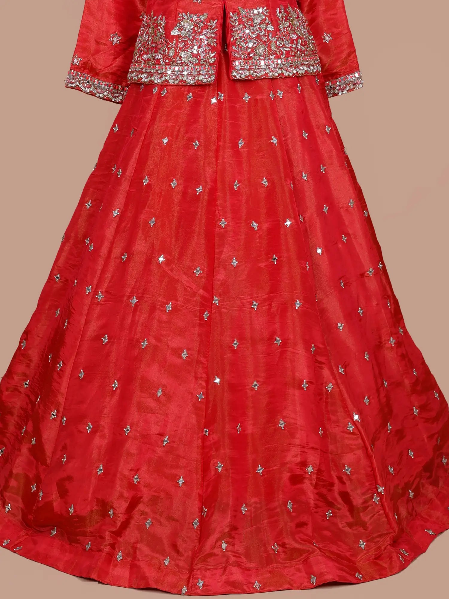 Buy Rust Orange Peplum Lehenga With Signature Mirror Work