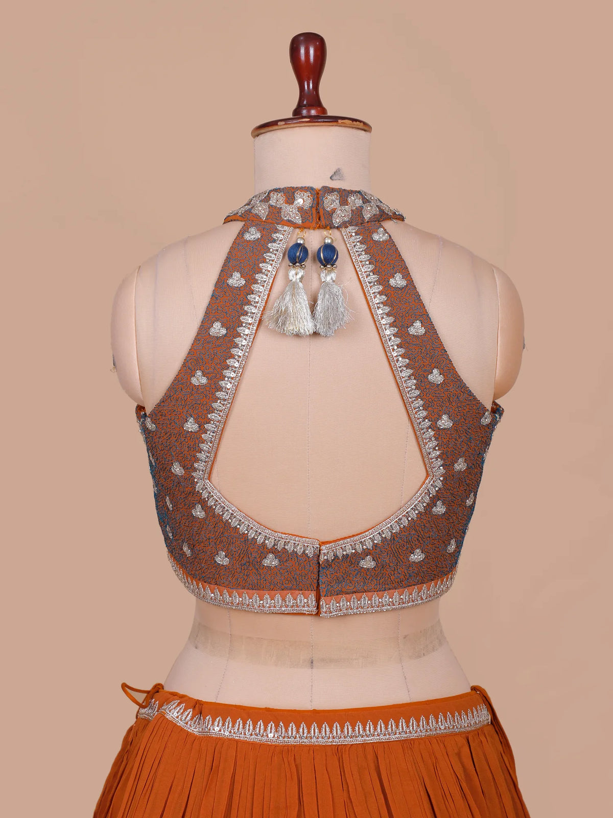 Stylish Rust Orange Chinon Designer Lehenga Choli With Machine Embroidery