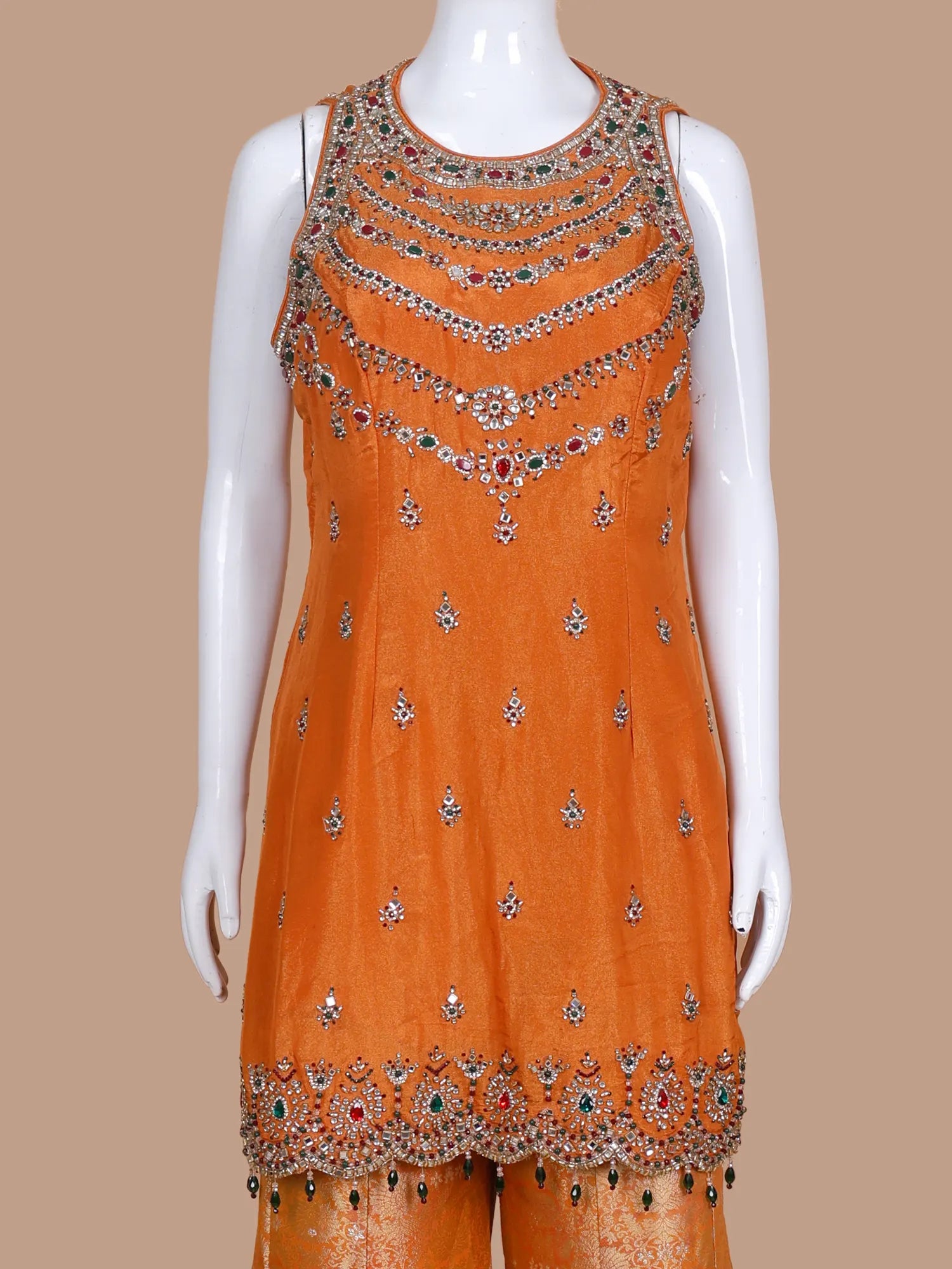 Buy Rust Orange Banarasi Designer Palazzo Suit For Luxury Indian Style