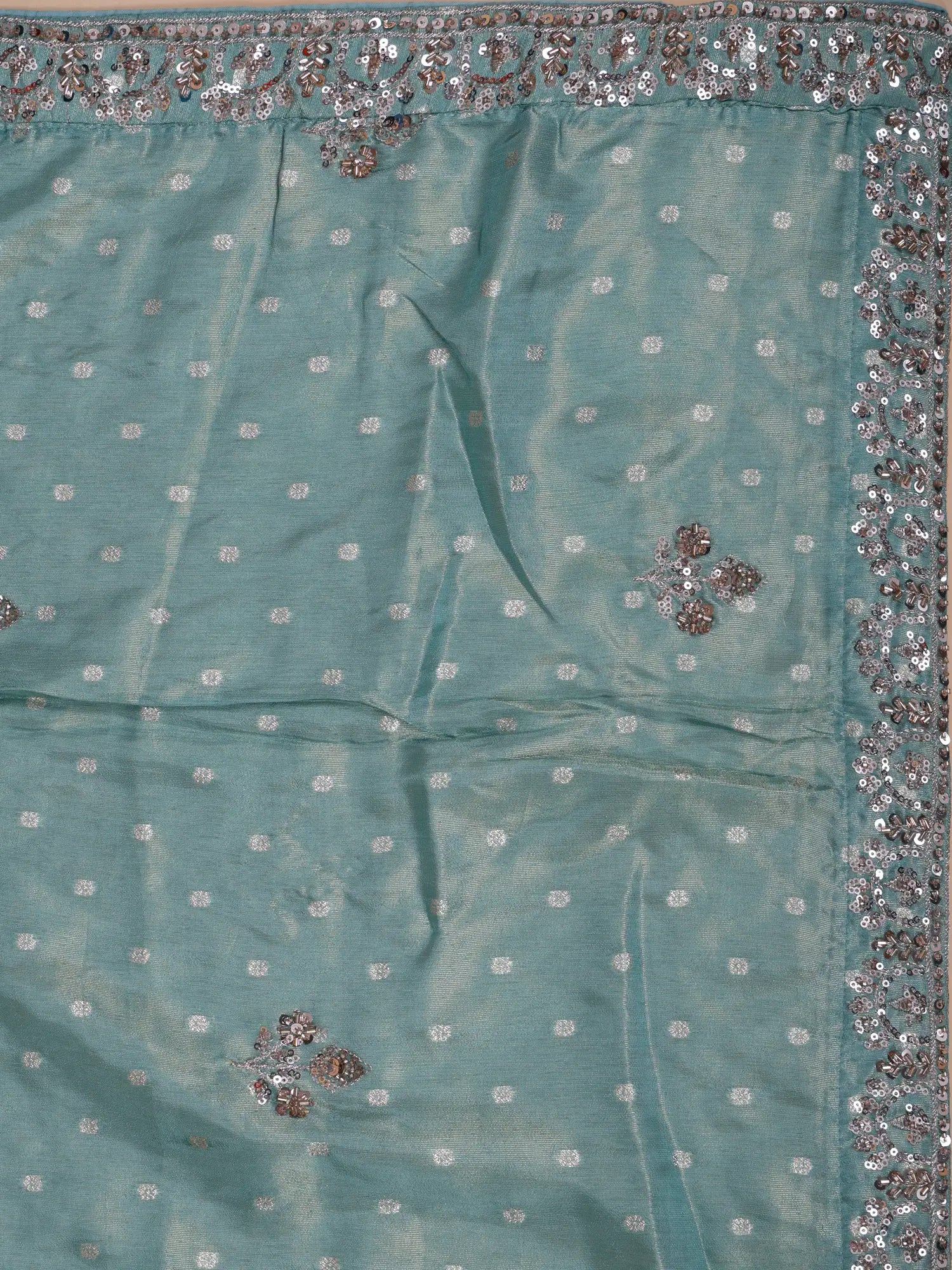 Discover Sea Green Shimmer Palazzo Suit With Bead Sequin Art