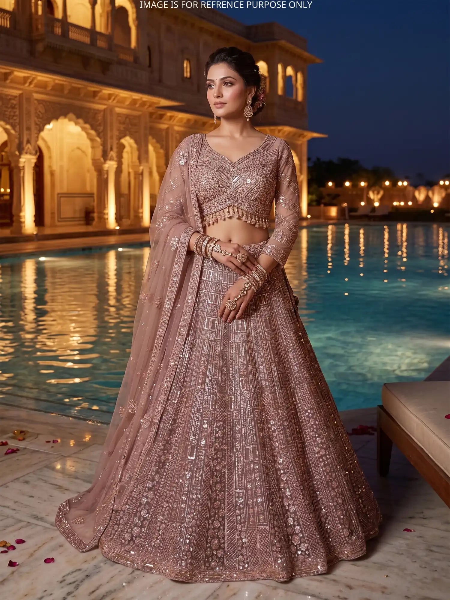 Shop Iconic Onion Pink Lehenga With Luxury Crystal Embellishments