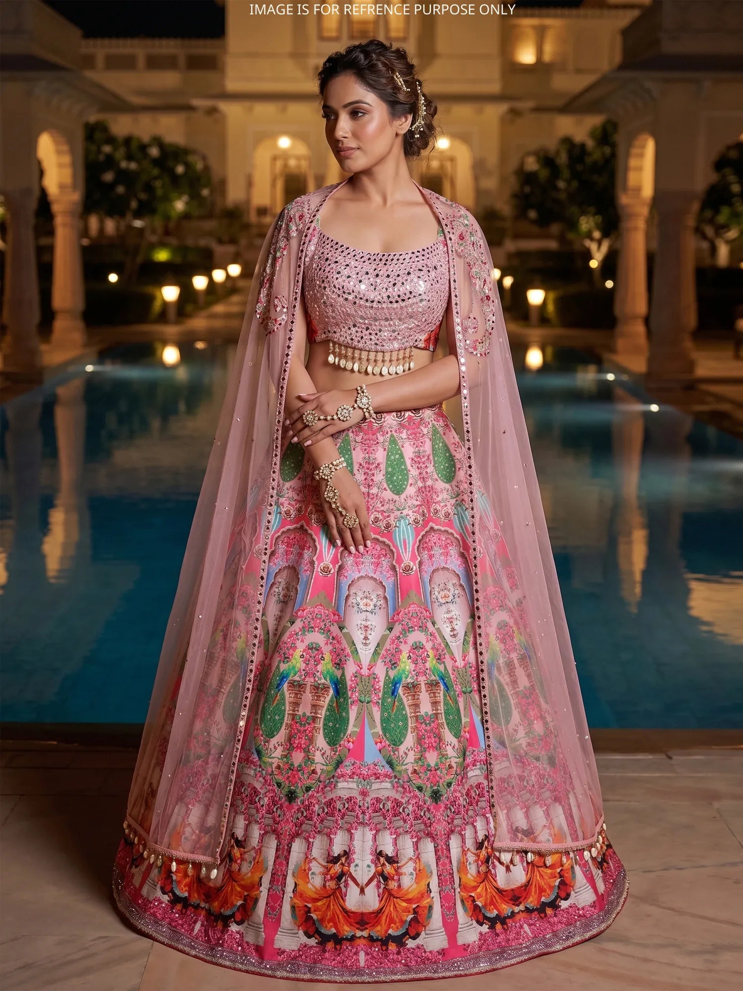 Shop Luxury Banarasi Silk Printed Lehenga Choli For Weddings And Grand Celebrations