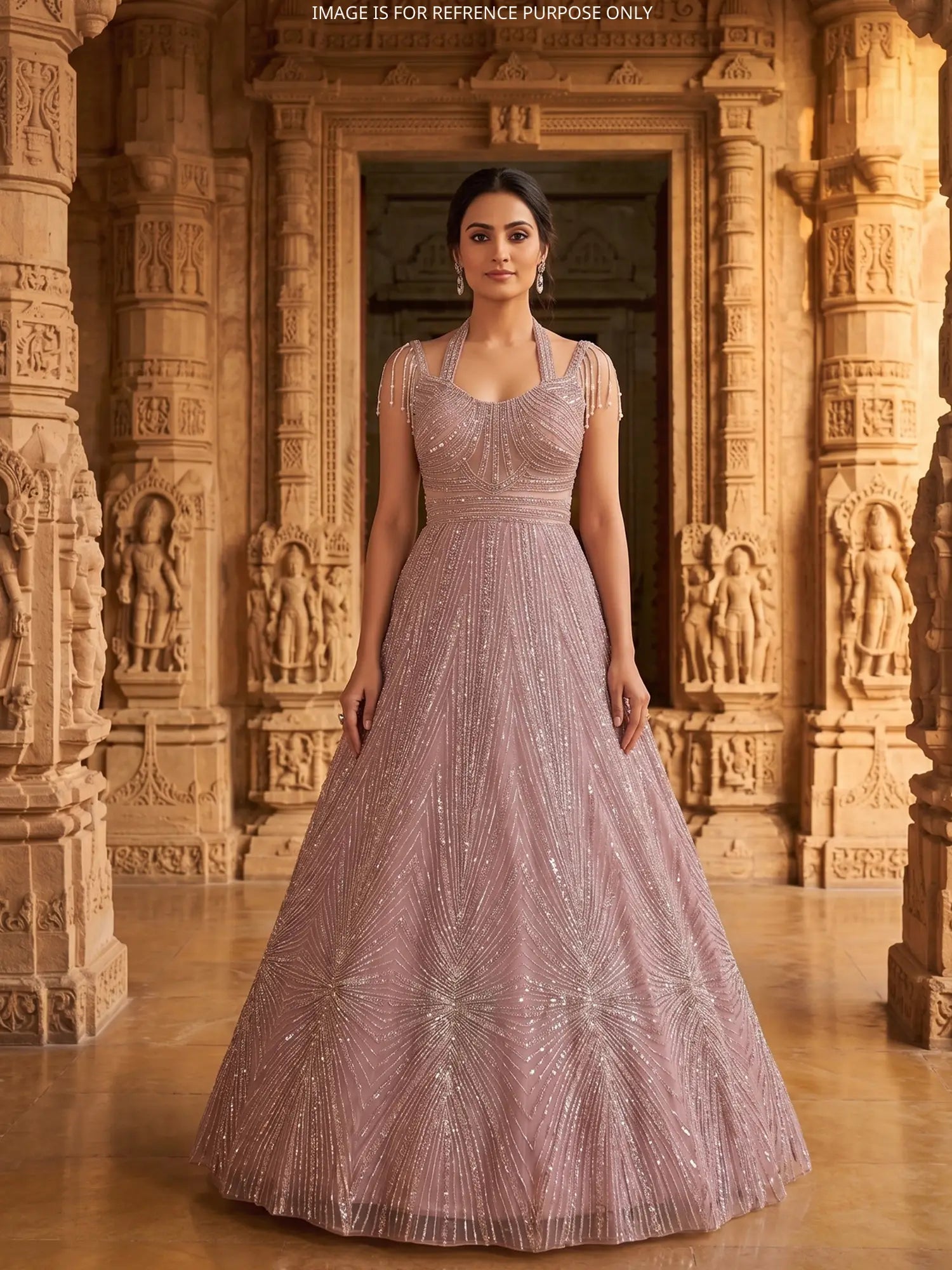 Shop Onion Pink Gown With Luxury Handwork Finish For Special Occasions