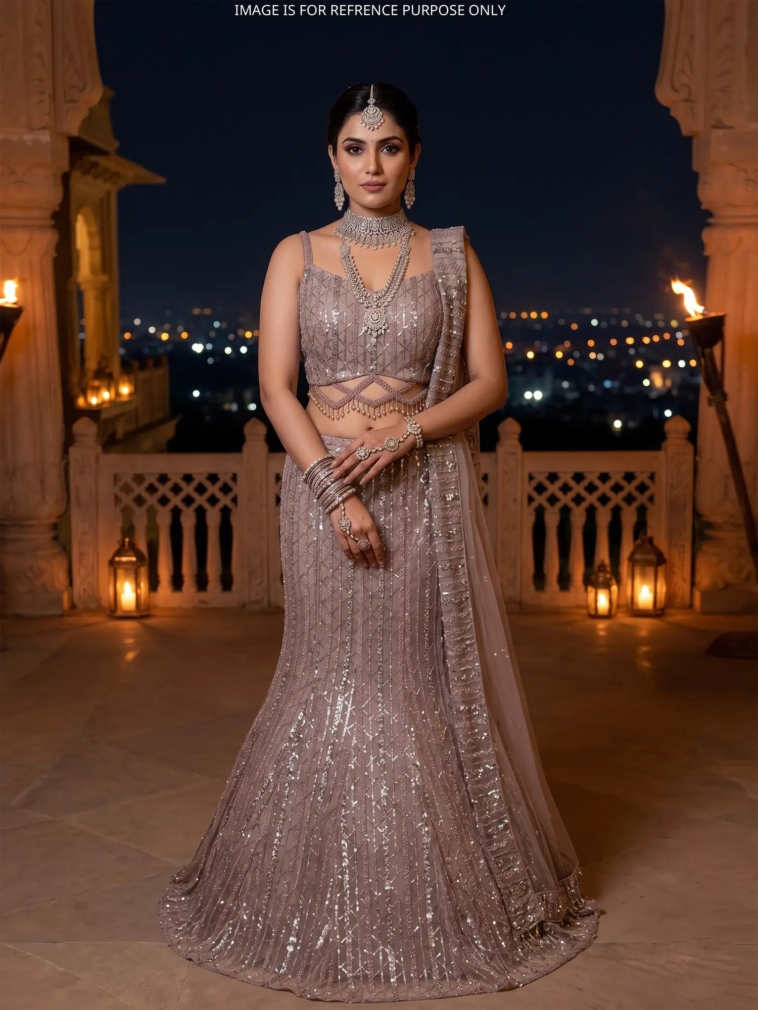 Shop Stylish Onion Pink Fish Cut Lehenga with Beads Work for Wedding Wear