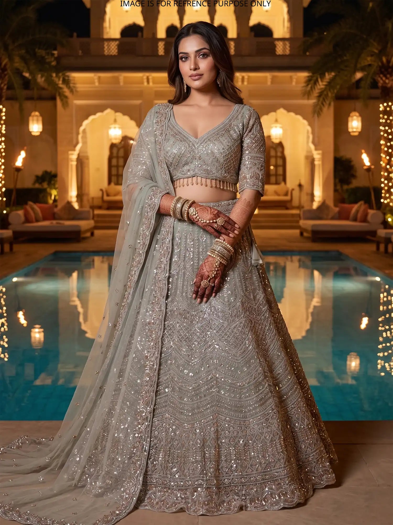 Signature Sage Green Designer Lehenga With Luxury Handwork
