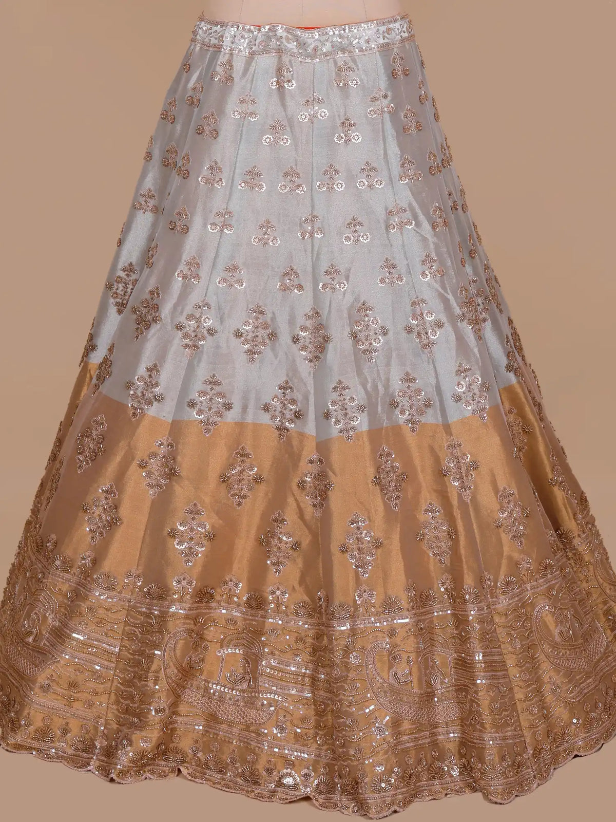 Buy Twin Shade Couture Silk Lehenga With Intricate Sequin Dori Work