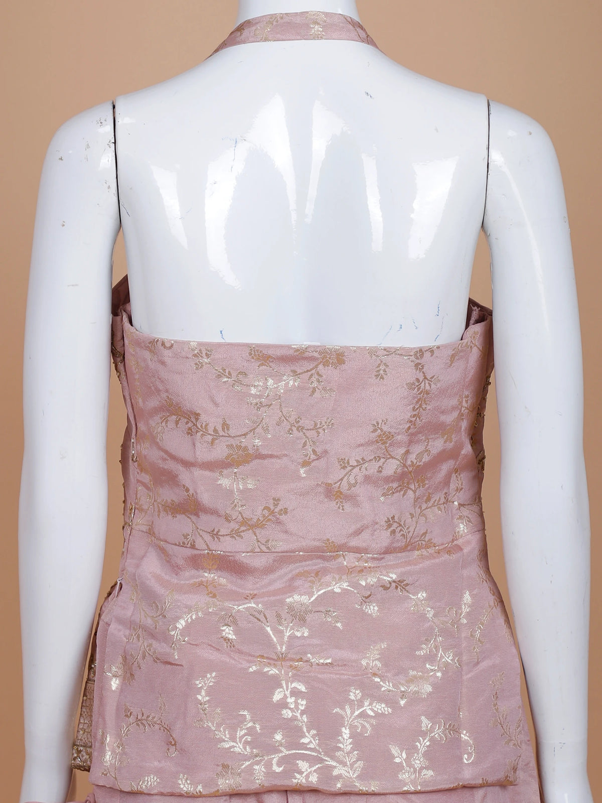 Explore Light Pink Printed Silk Palazzo Suit Showcasing Ruffle Dupatta