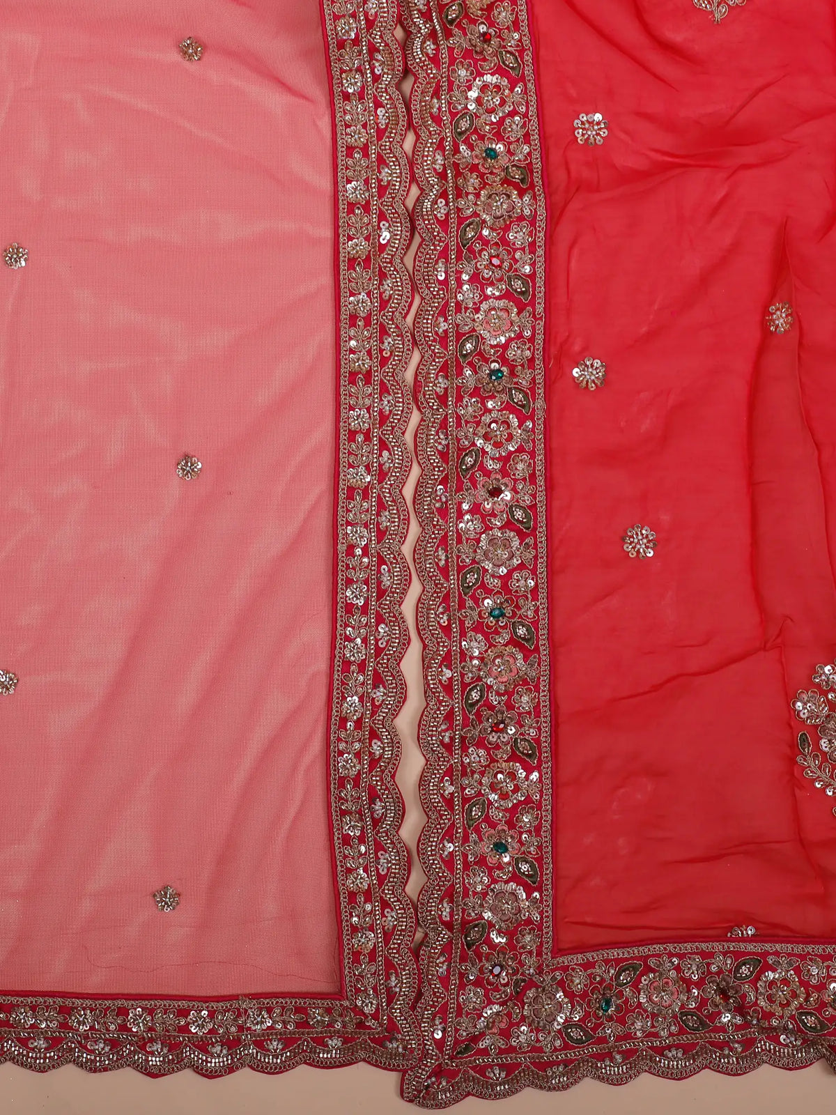 Rani Silk Designer Wedding Lehenga with Floral Embroidery and Stone Accents