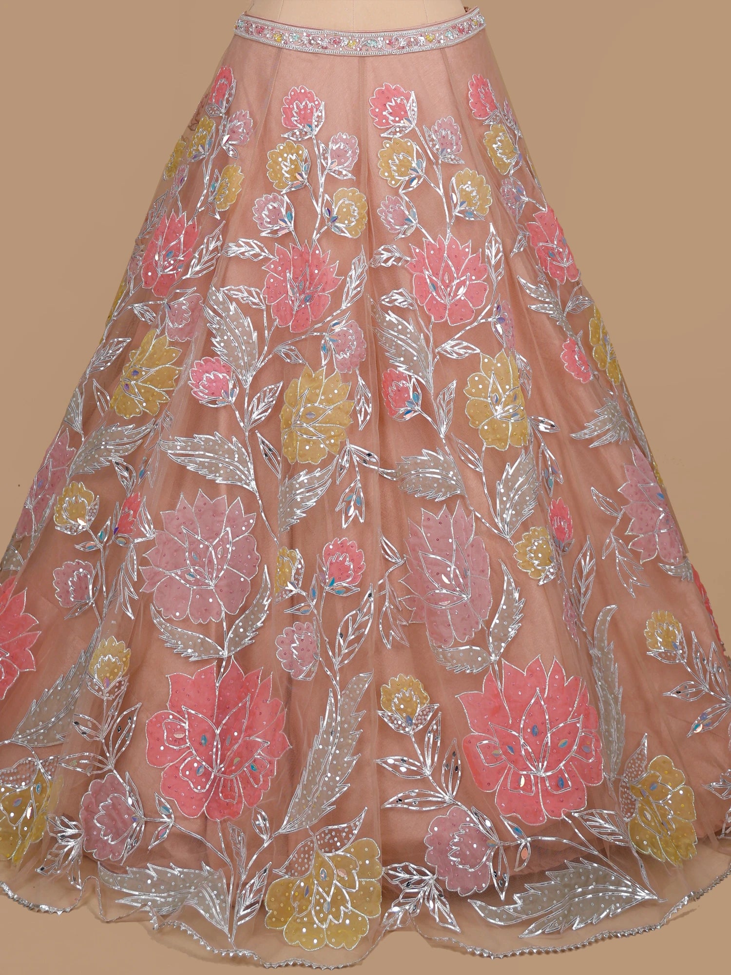 Blush Pink Net Lehenga choli with Pearl Sequins Work