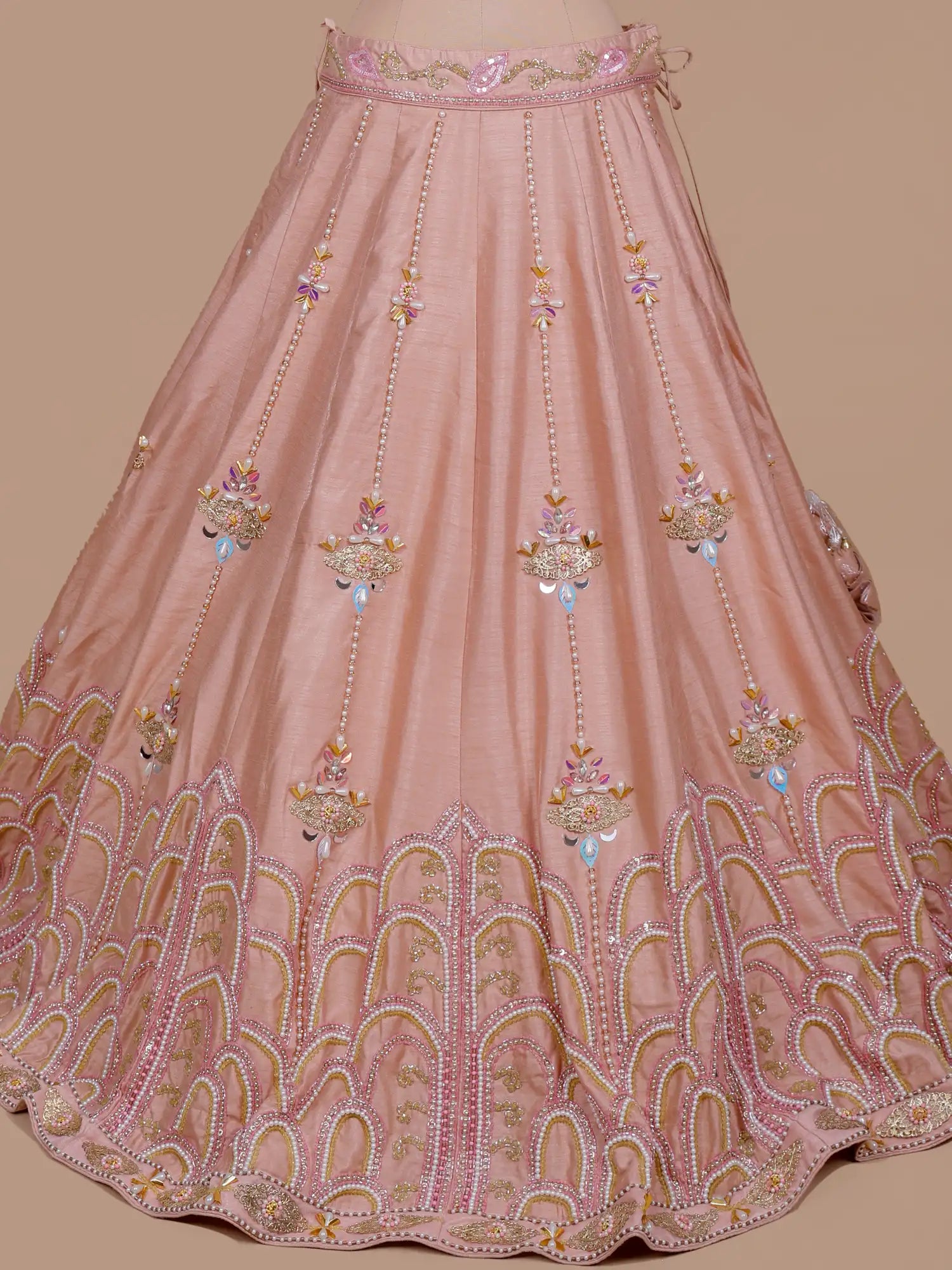 Premium Light Peach PDP Inspired Lehenga With Refined Designer Detailing