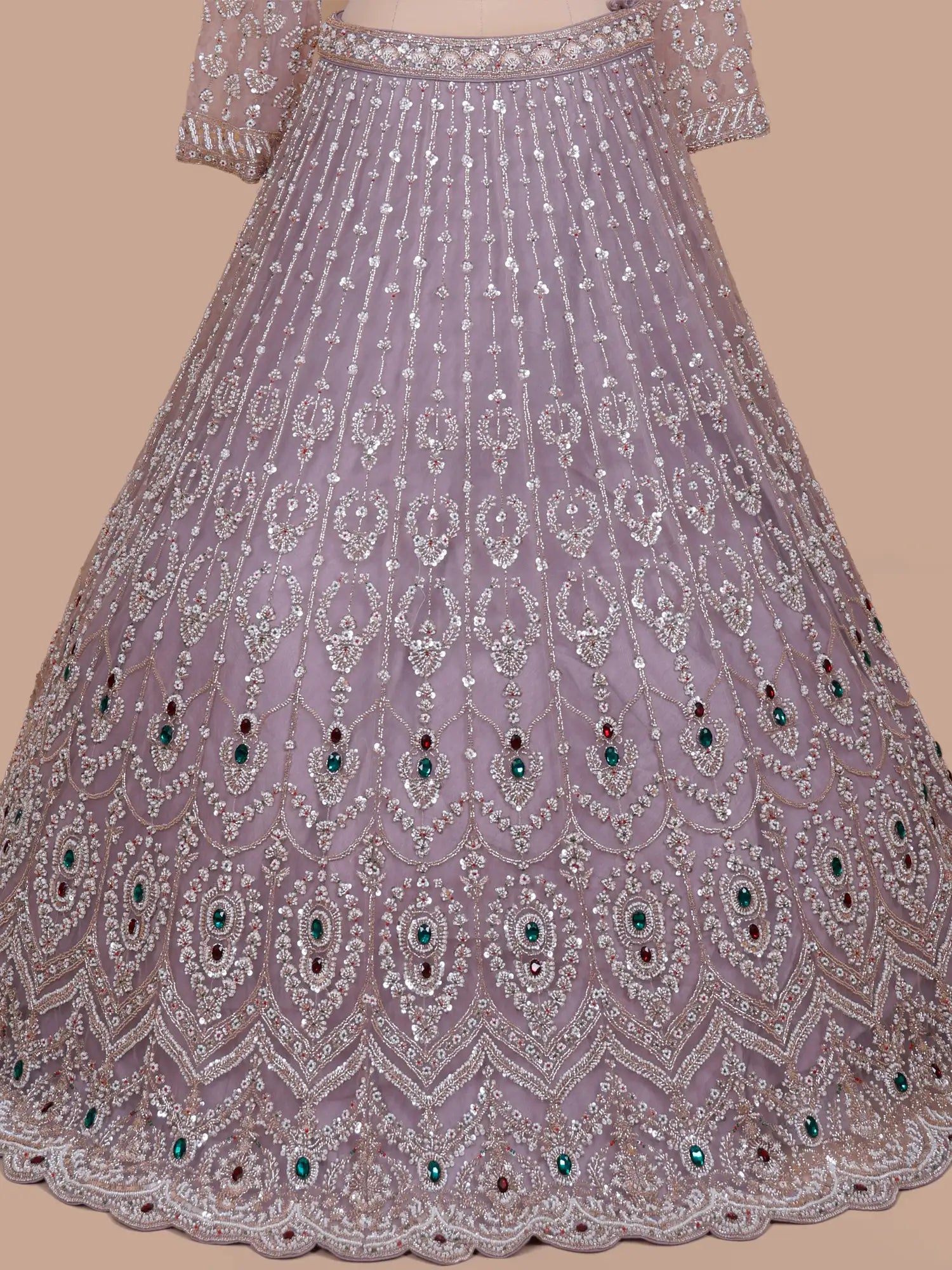 Get Luxury Onion Pink Designer Lehenga Adorned With Stone Sequin Work