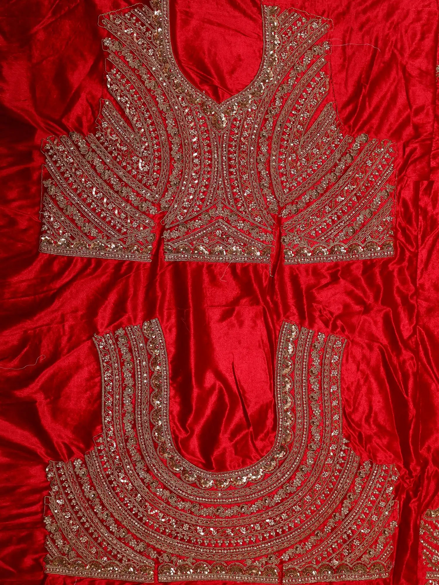 Exclusive Red Velvet Unstitched Bridal Lehenga For Grand Wedding Celebrations