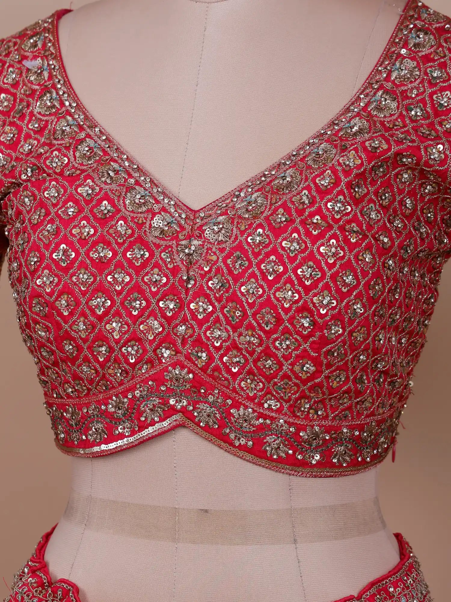 Red Silk Wedding Couture Lehenga With Heirloom-Inspired Embroidery