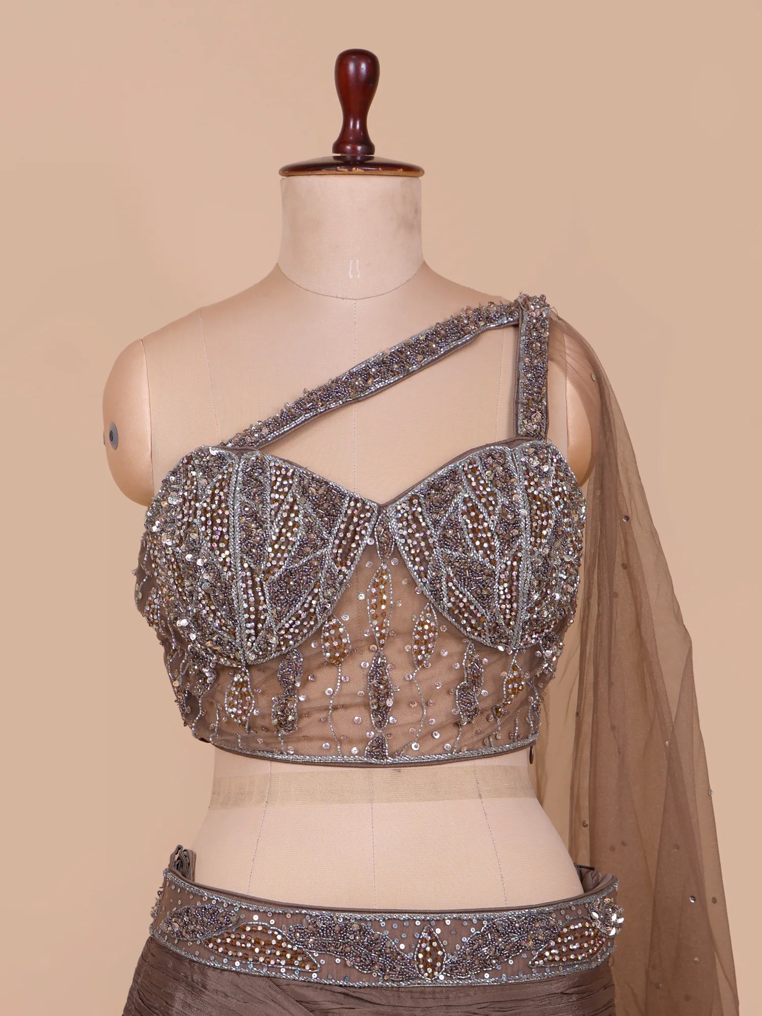 Brown Mermaid Couture Lehenga Crafted for Luxury Events