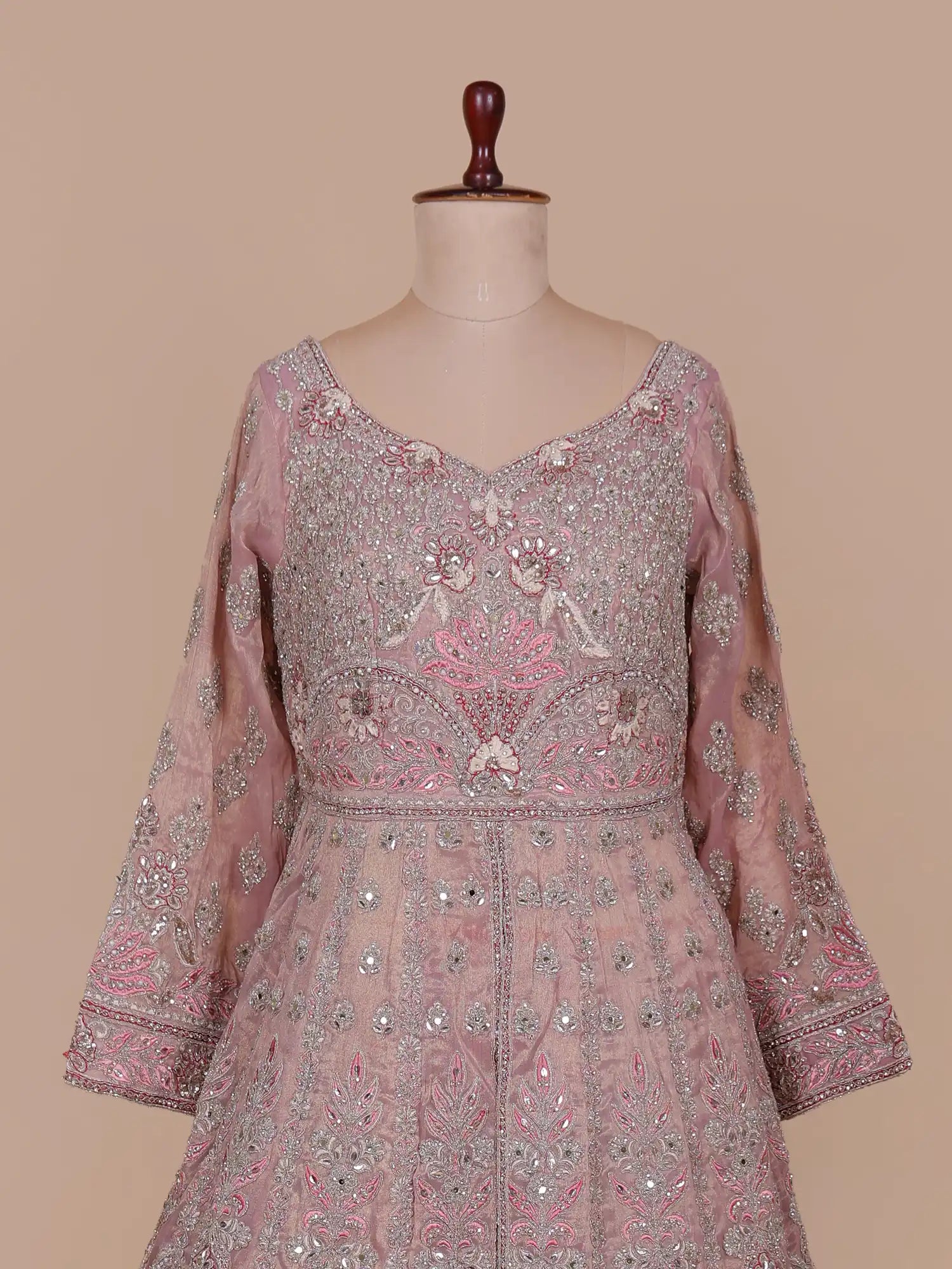 Buy Light Pink Indo Western Long Lehenga Crafted In Shimmer Silk