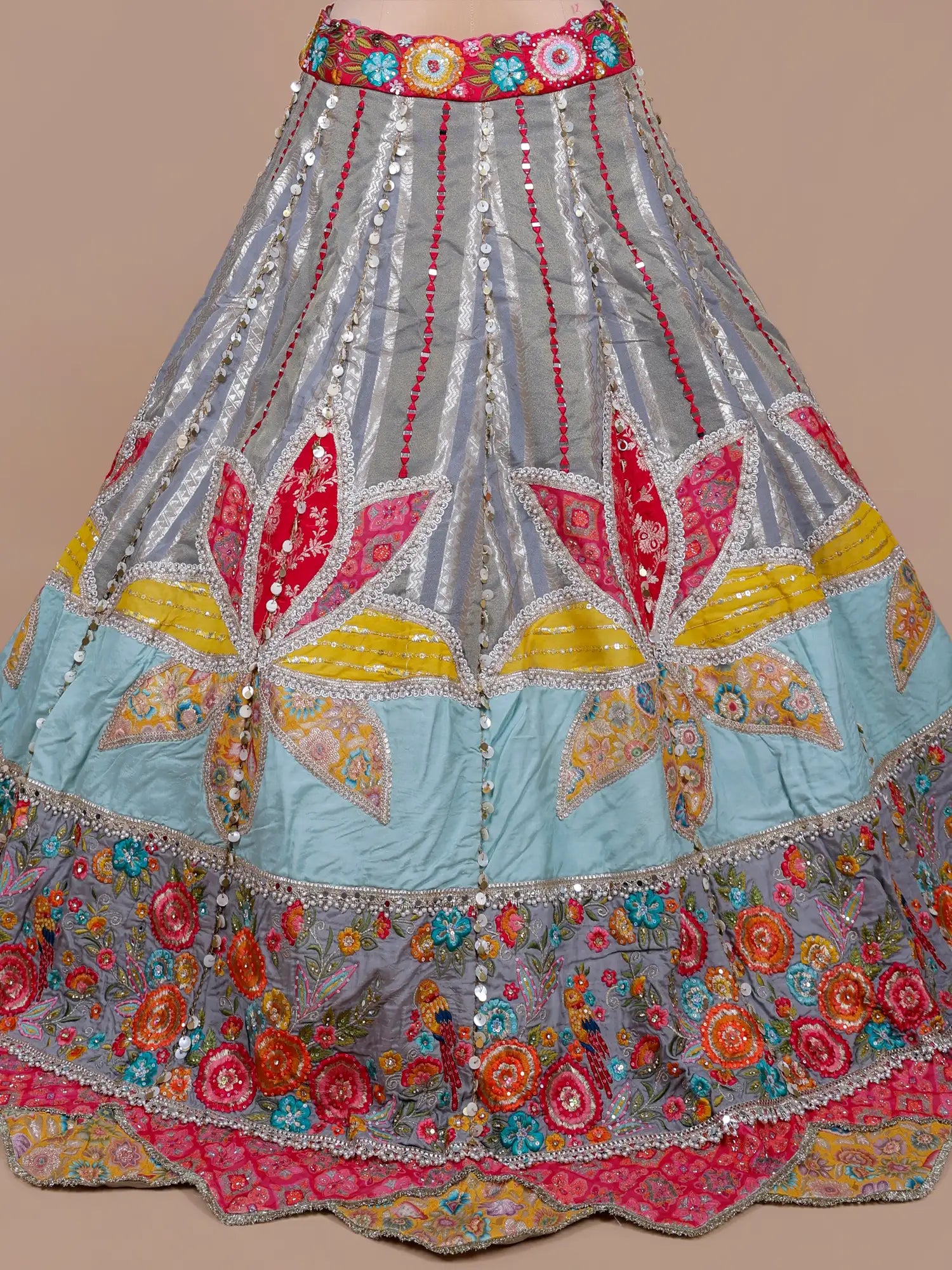 Exclusive Multi Color Silk Lehenga Choli Set With Luxury Embroidery Work Online
