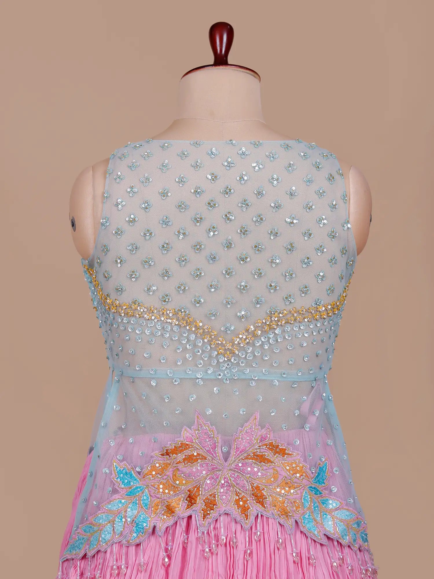 Shop Couture Pink Blue Net Georgette Lehenga Choli For Party Wear Occasions