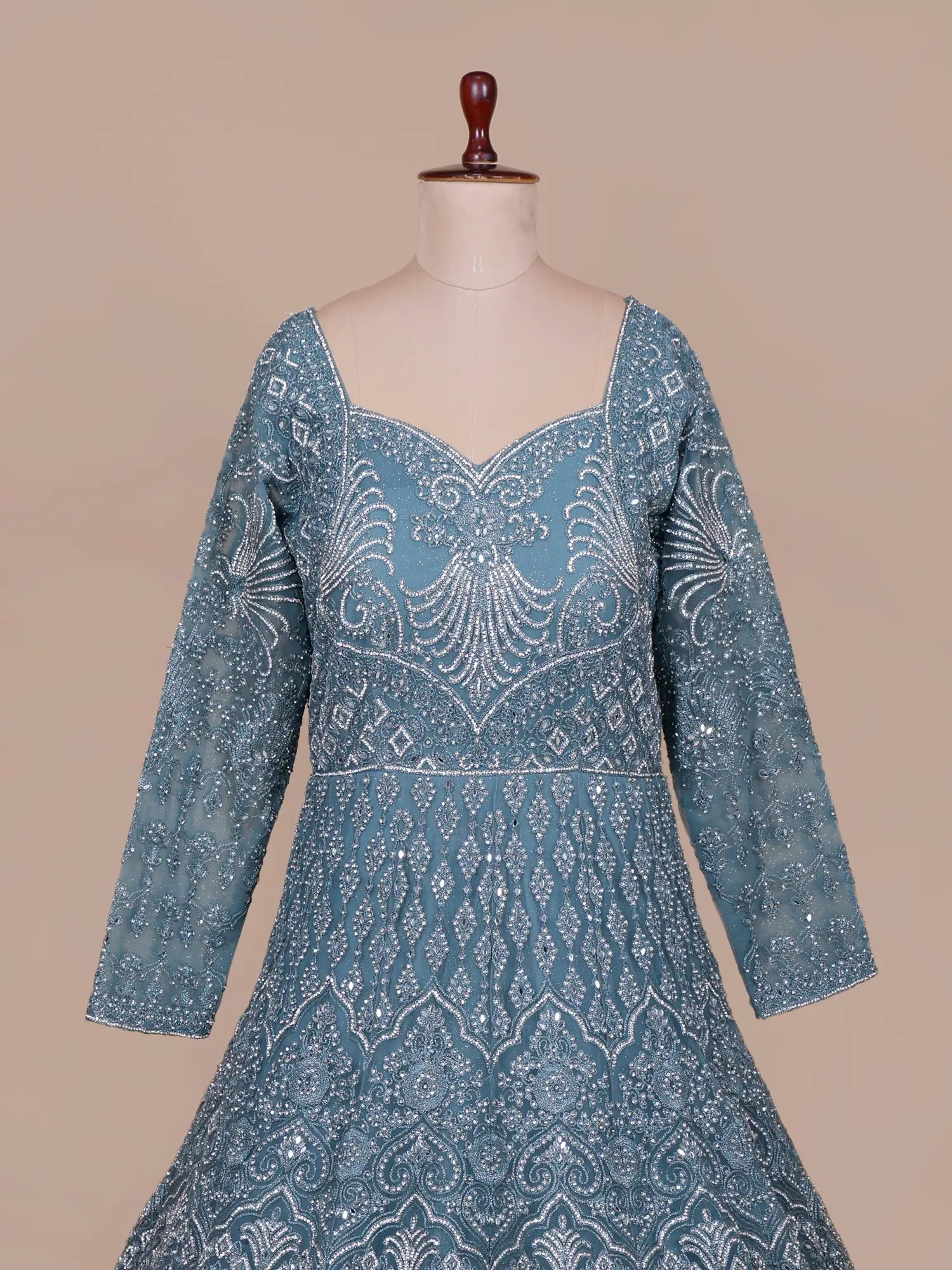 Shop Luxury Rama Blue Ethnic Gown With Elegant Detailing