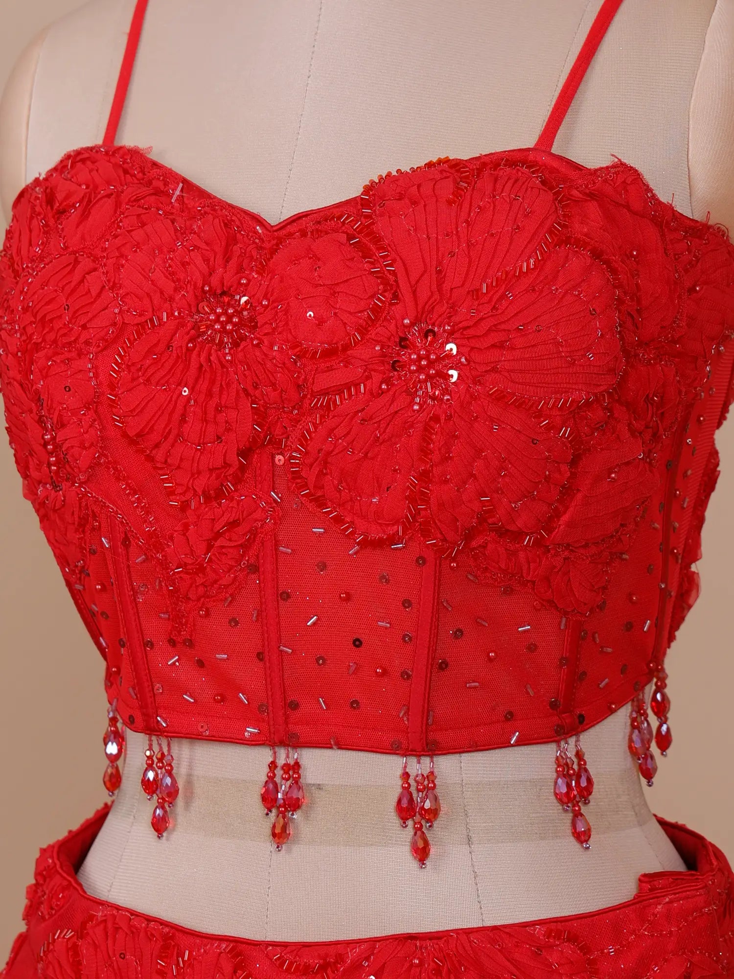 Buy Red Mermaid Fishcut Lehenga Online With Designer Appliqué Work