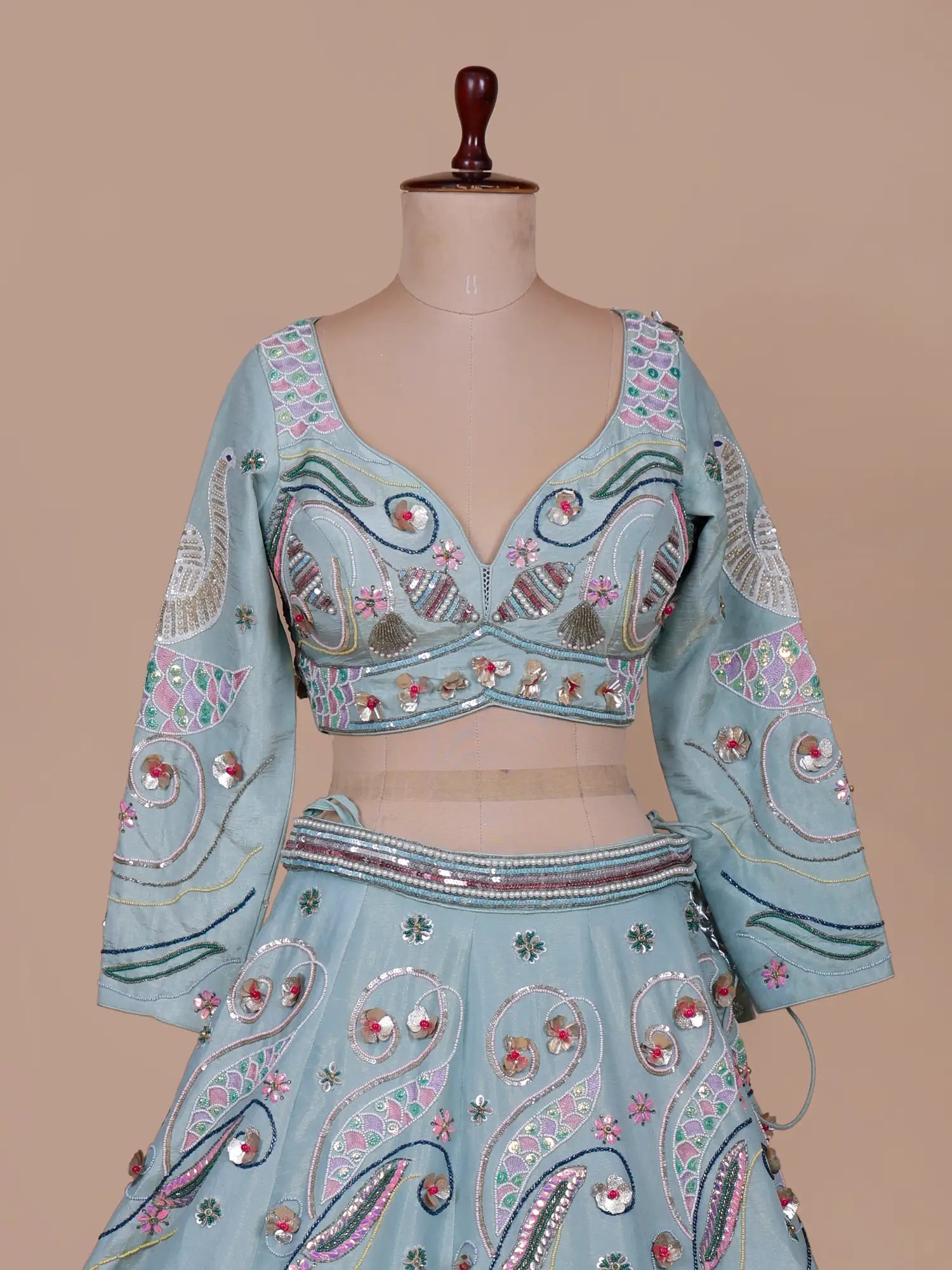Discover Elite Sky Blue Designer Lehenga Crafted Regal Charm