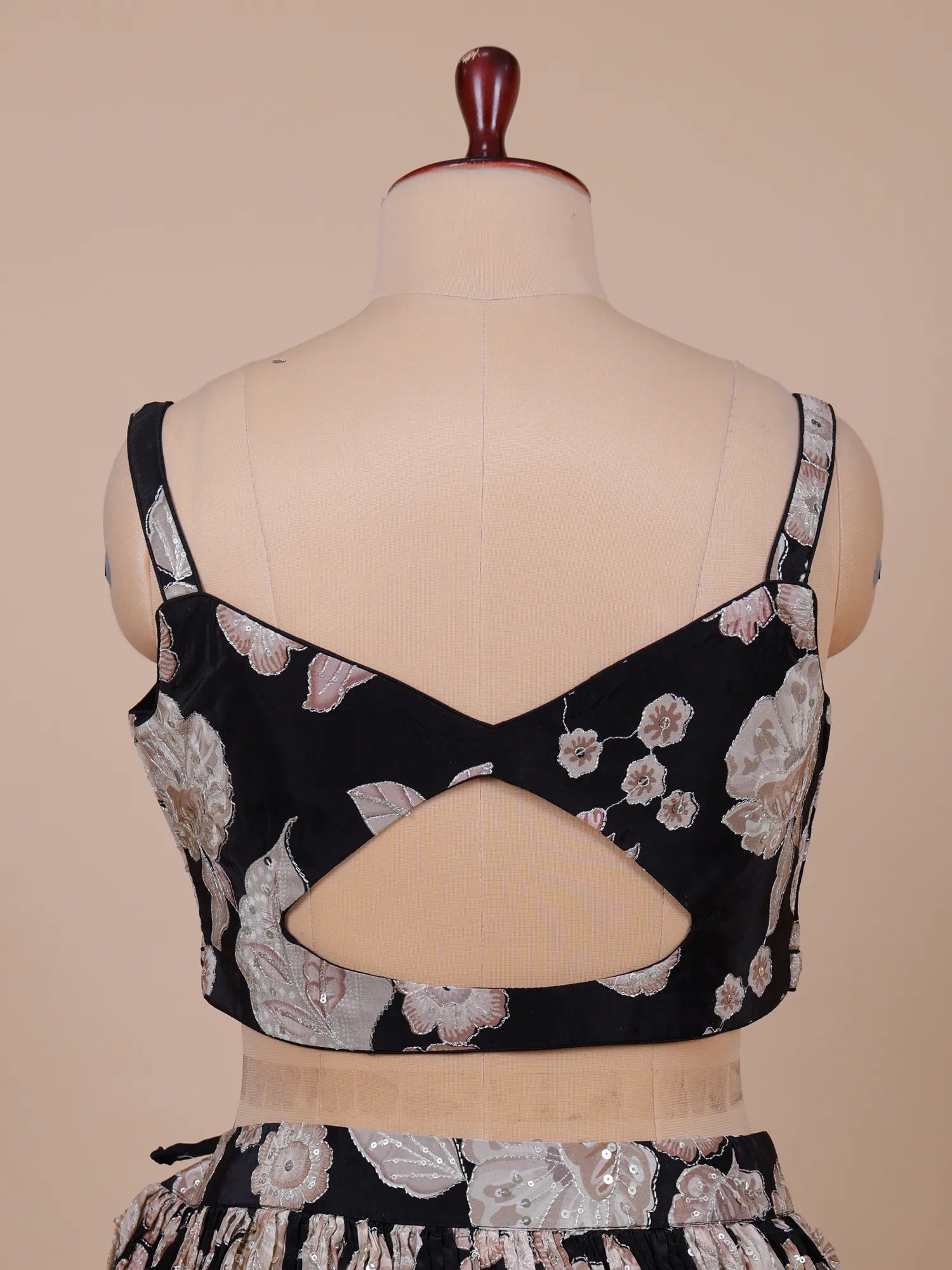 Exclusive Black Floral Crepe Silk Lehenga With Designer Work