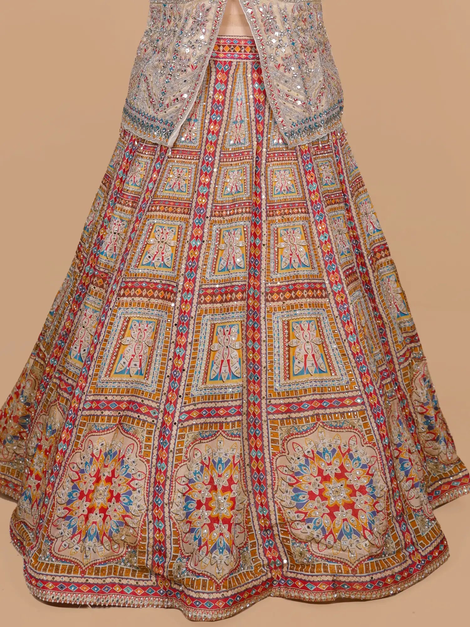 Eye Catching Bollywood Style Multi Silk Peplum Lehenga