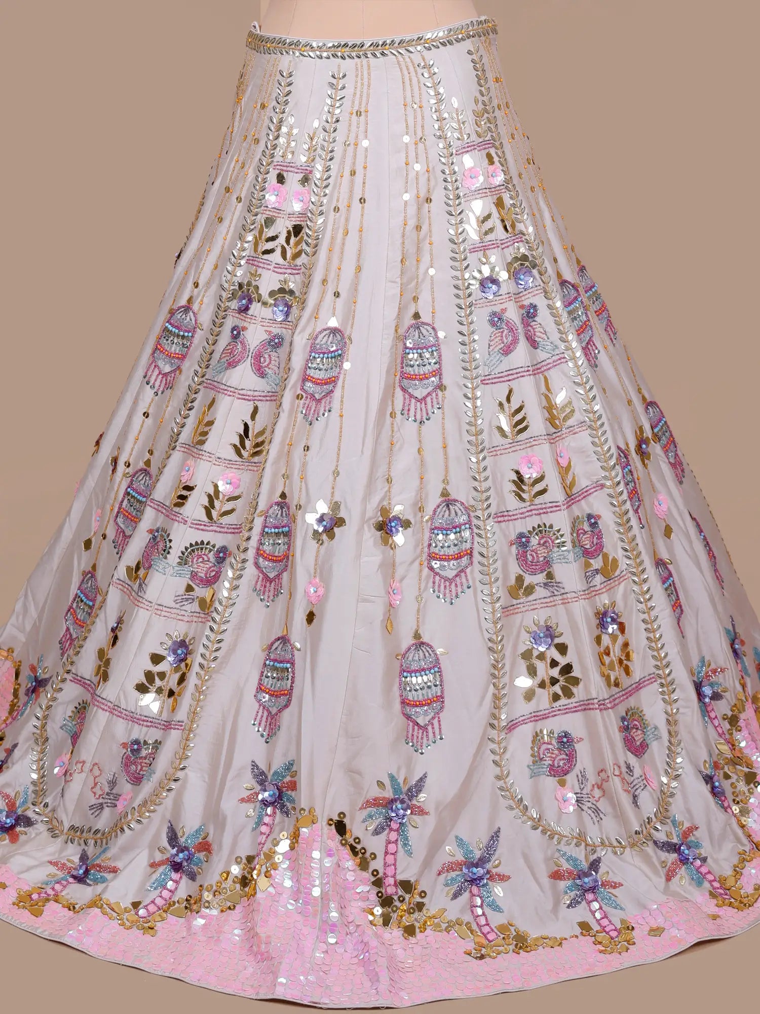 Shop Designer Cream Party Wear Lehenga with Moti Work Online at Best Price
