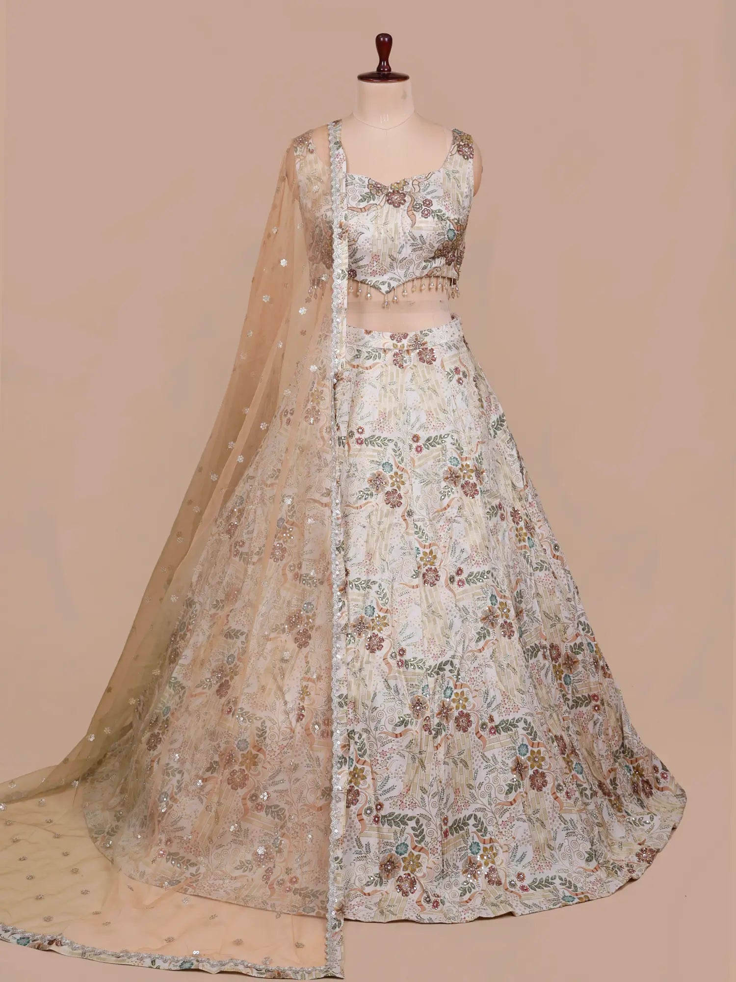 Buy Exclusive Ivory Shimmer Silk Lehenga Choli For Party Wear And Special Occasions