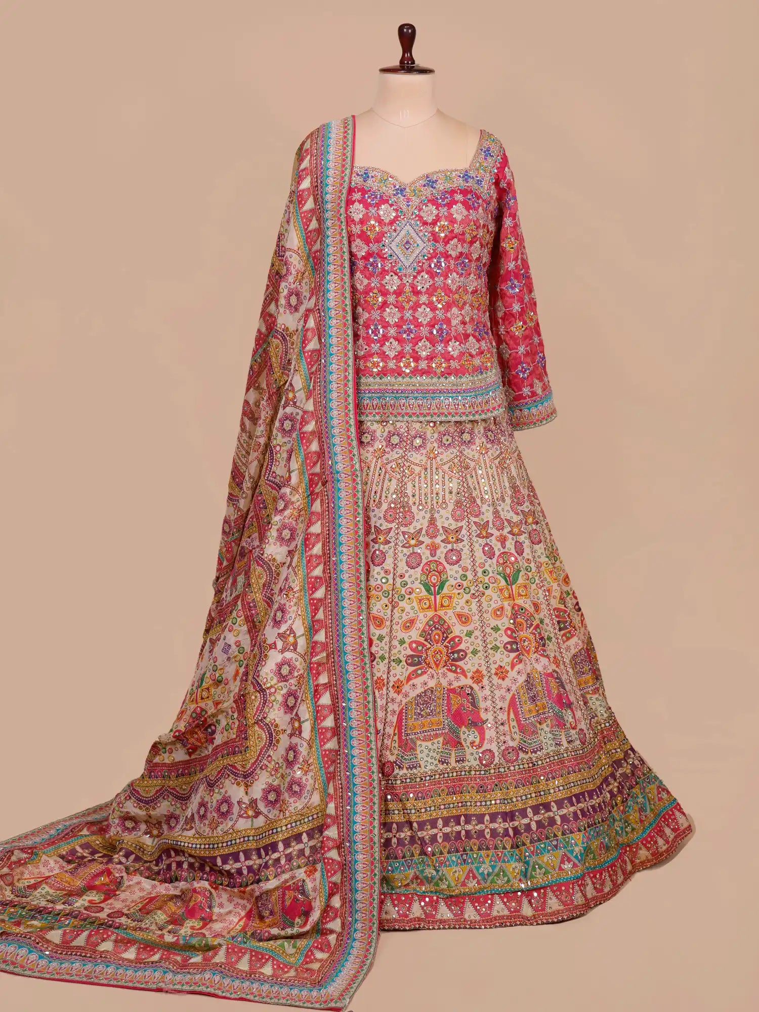 Buy Designer Multi Color Silk Lehenga Choli Online India