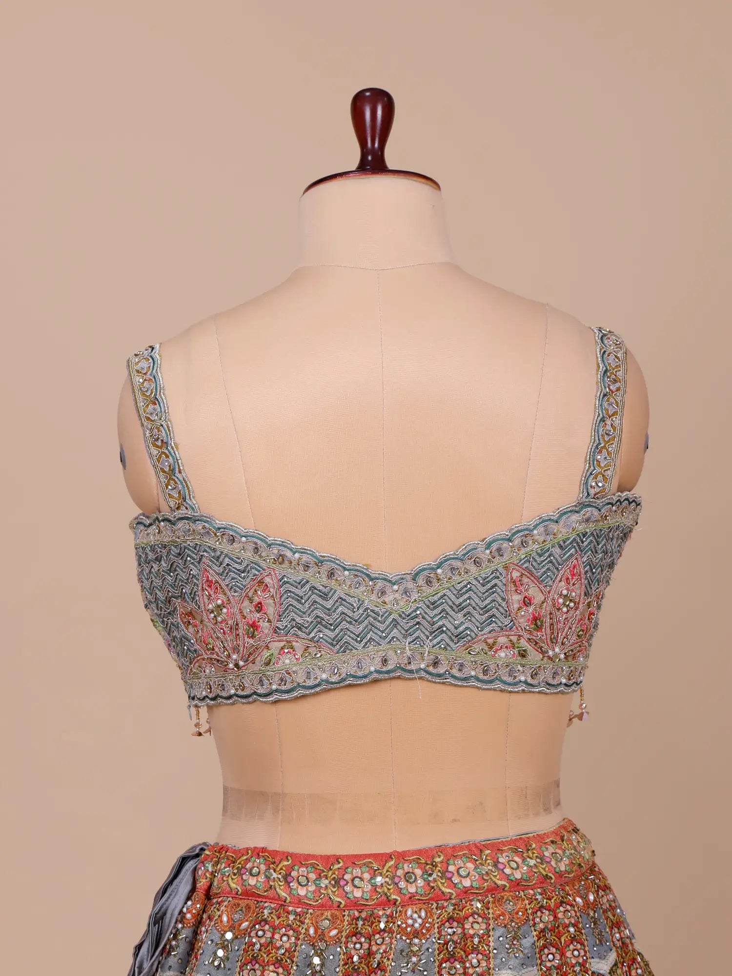 Premium Luxury Multi Color Silk Lehenga Pearl Diamond Detailing
