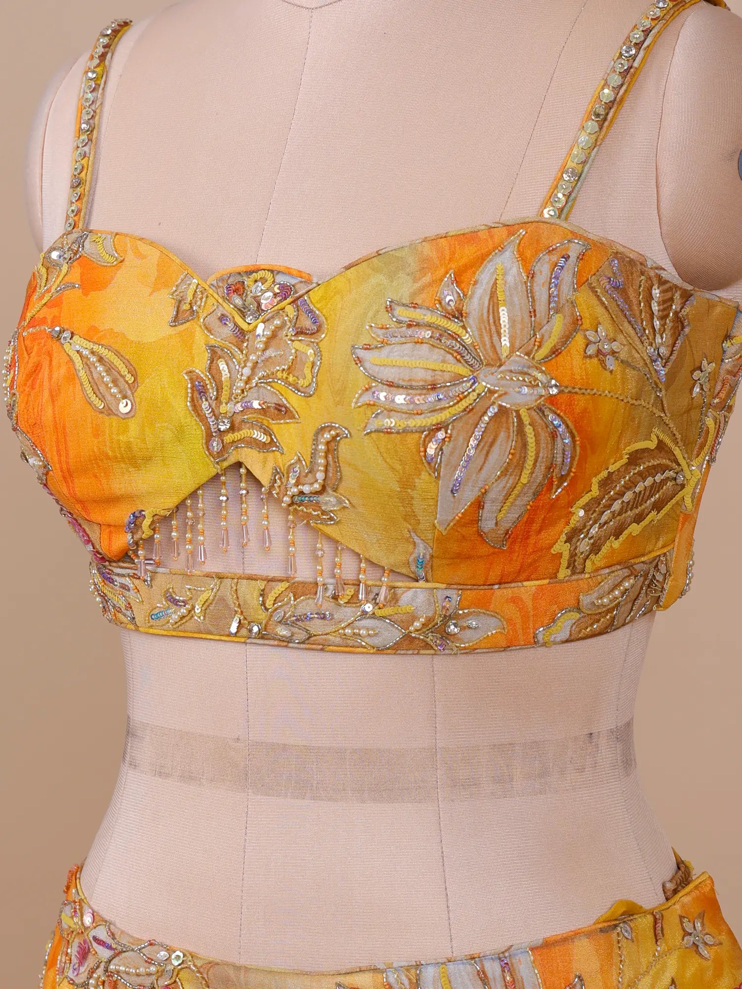 Trending Multi Color Crepe Silk Lehenga Choli Pearl Design