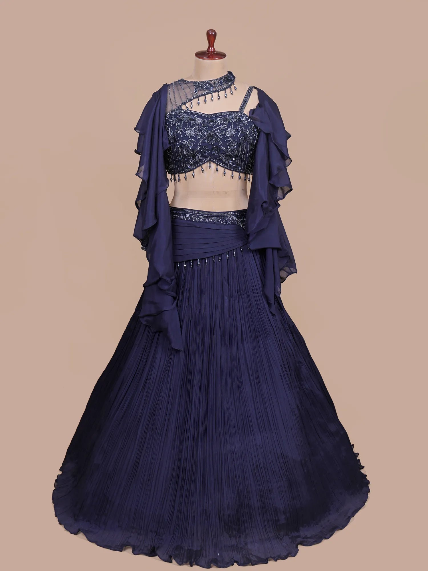 Buy Ultimate Navy Blue Designer Lehenga With Couture Crystal Detailing