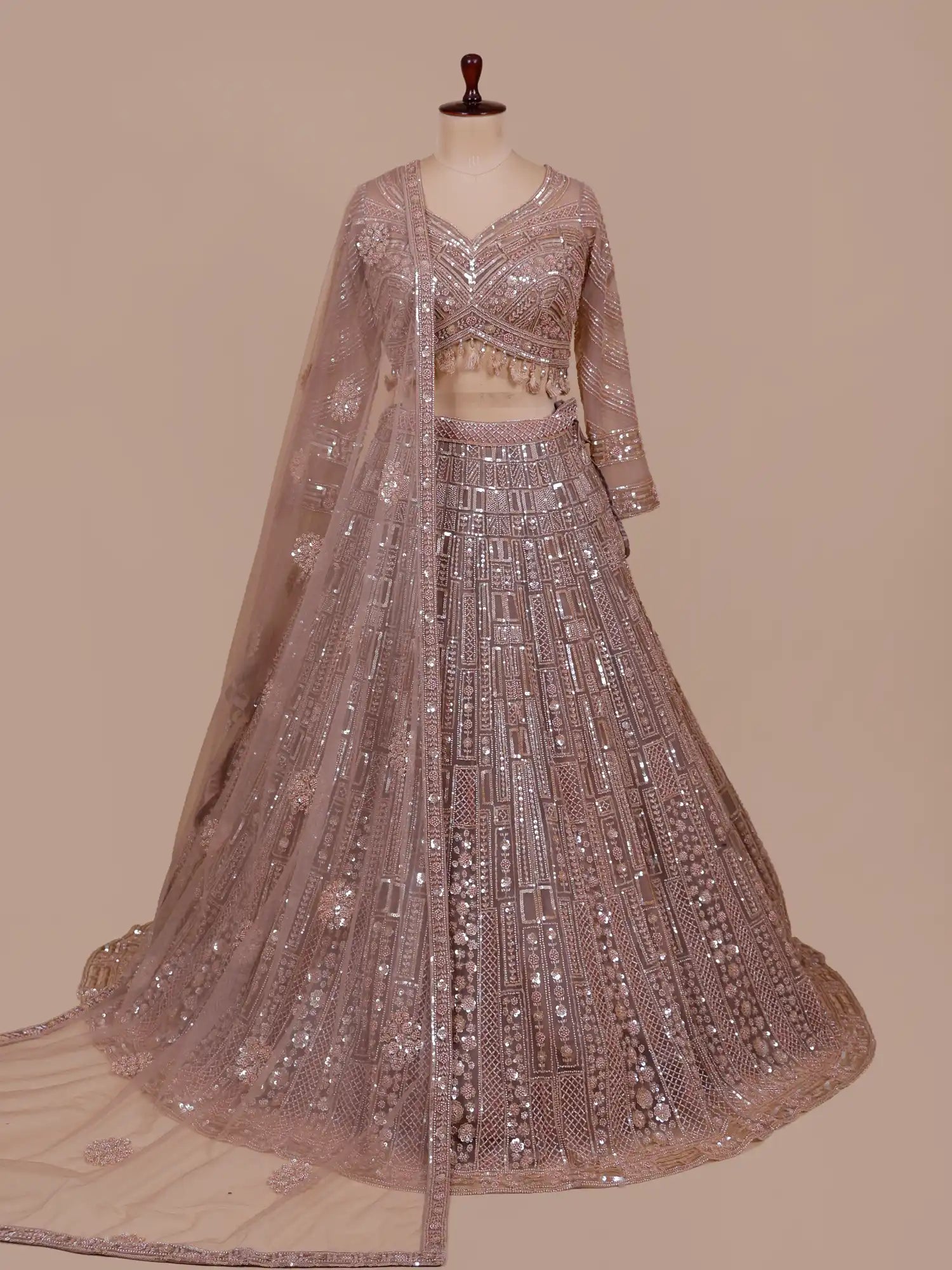 Shop Iconic Onion Pink Lehenga With Luxury Crystal Embellishments