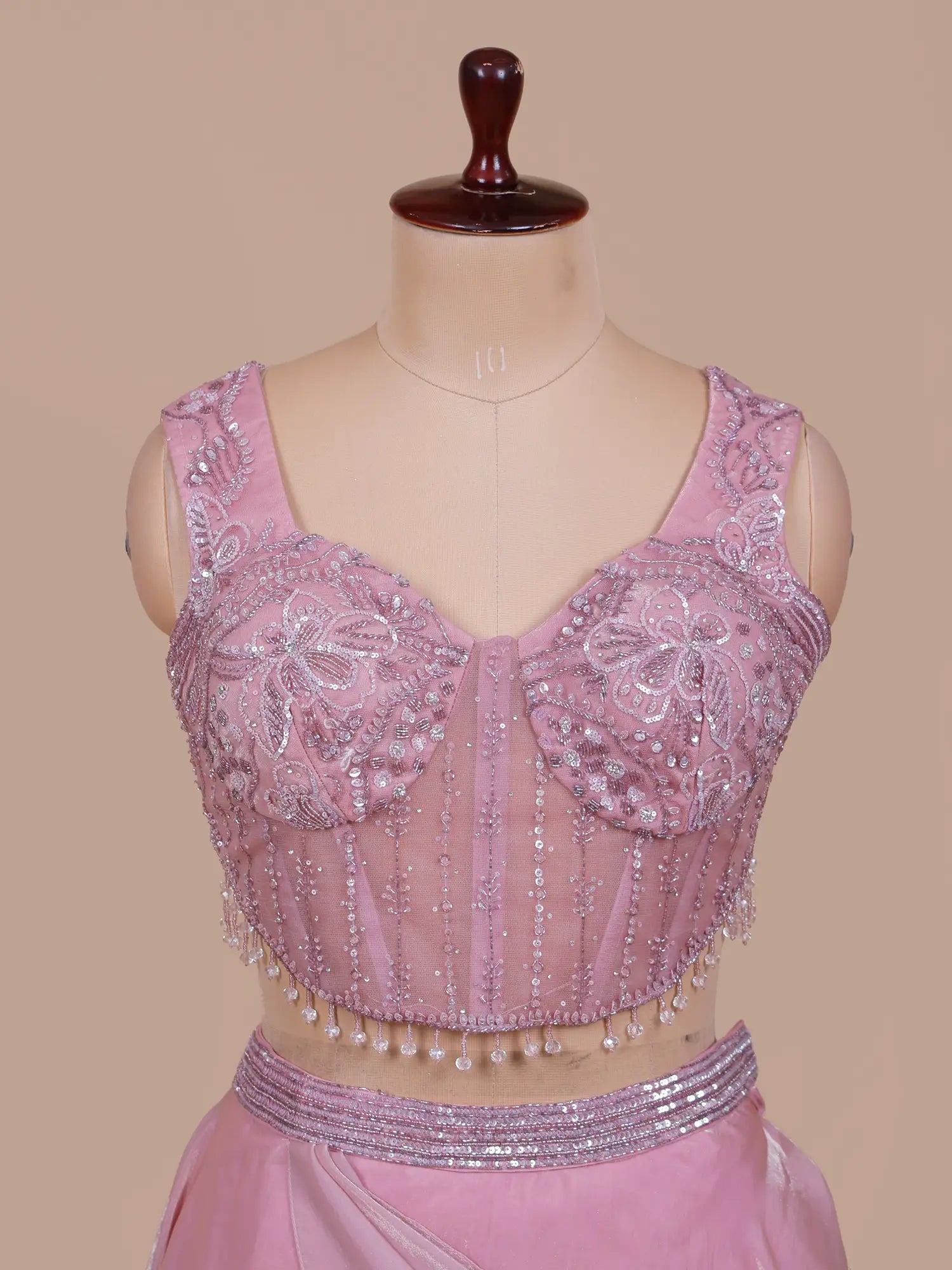 Iconic Pink jimmy choo Drape Lehenga With Designer Finish