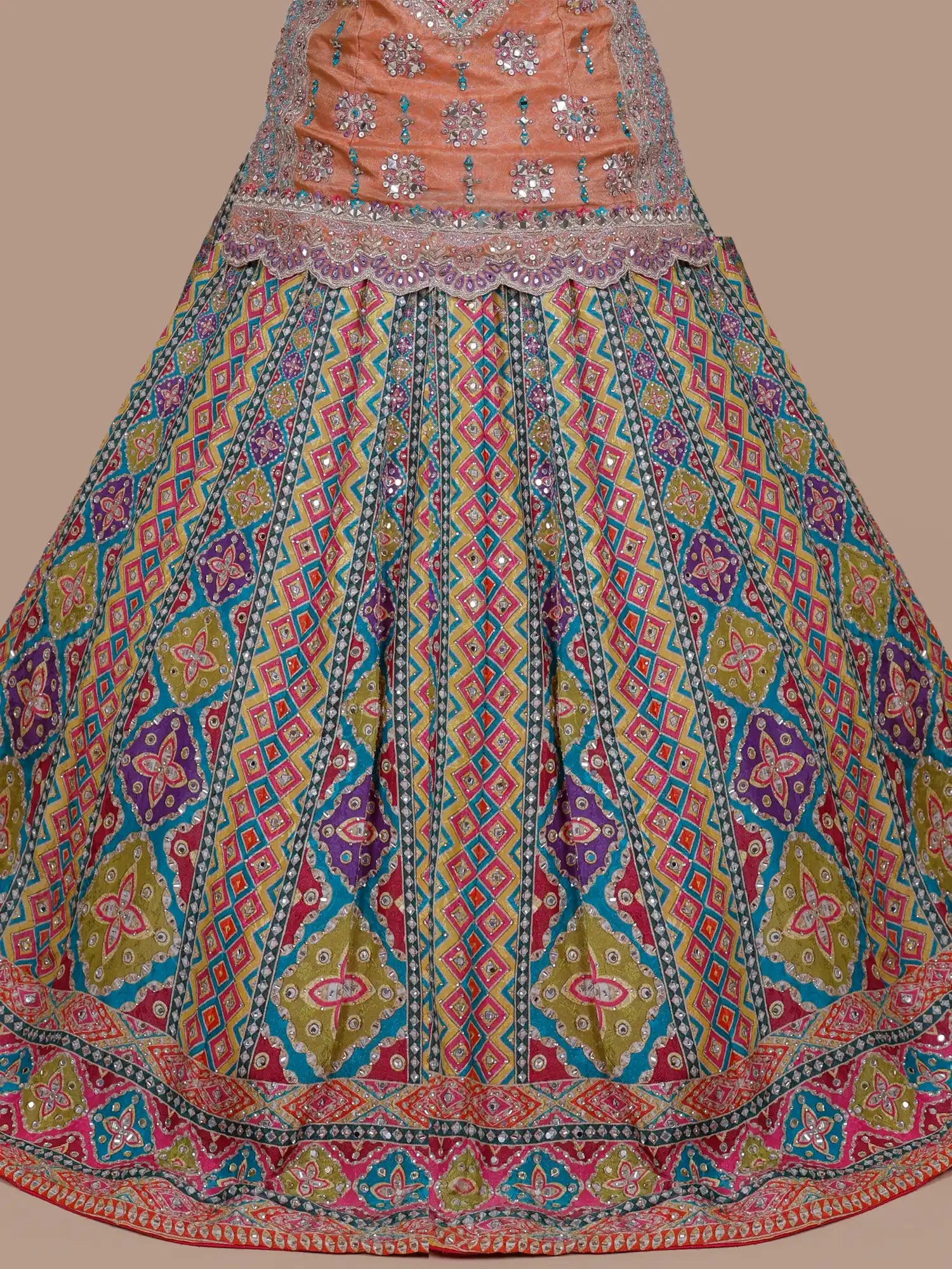 Shop Magnificent Printed Silk Peplum Lehenga Online With Modern Couture Styling
