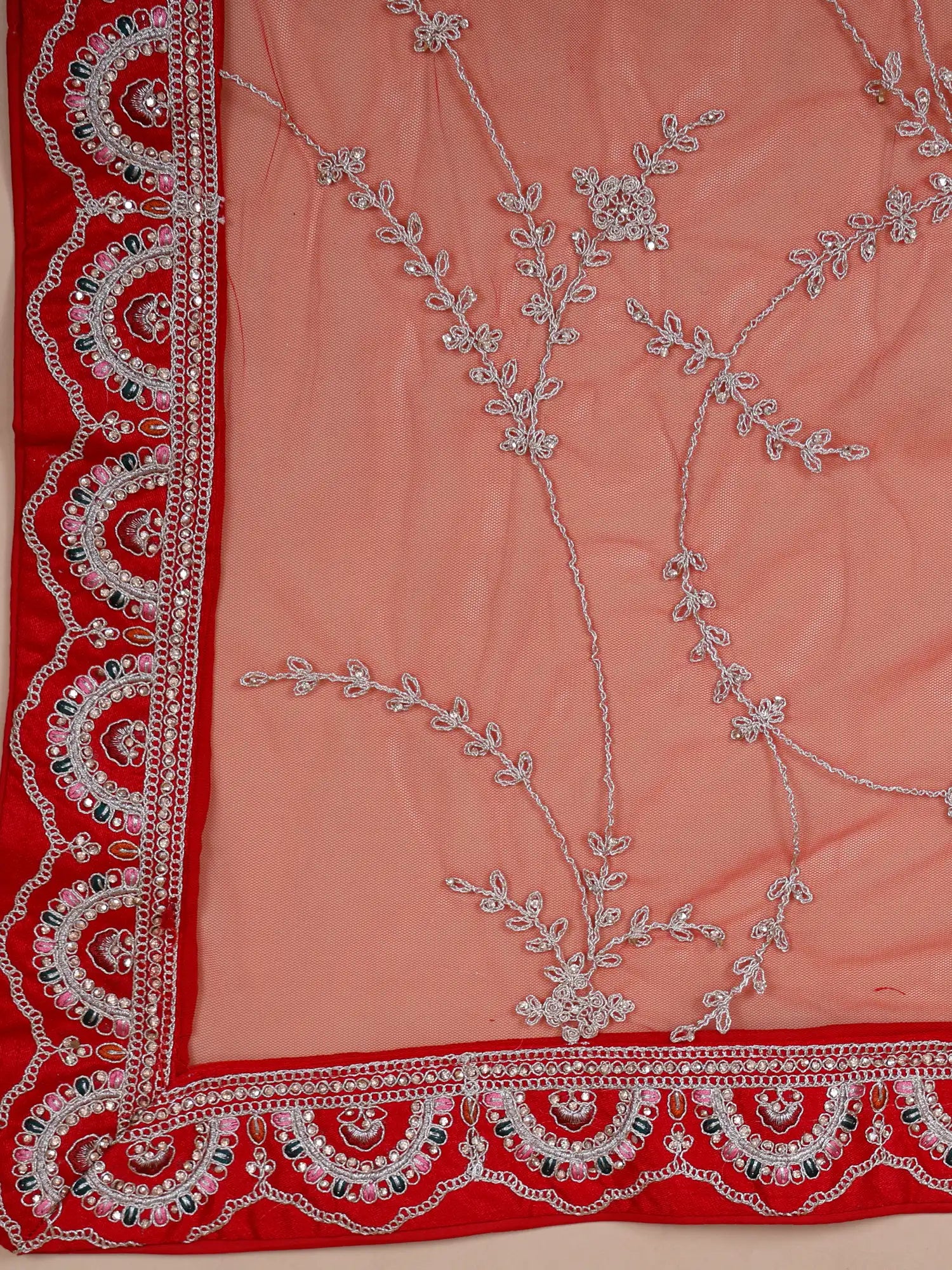 Buy red silk bridal lehenga online with heavy diamond work design