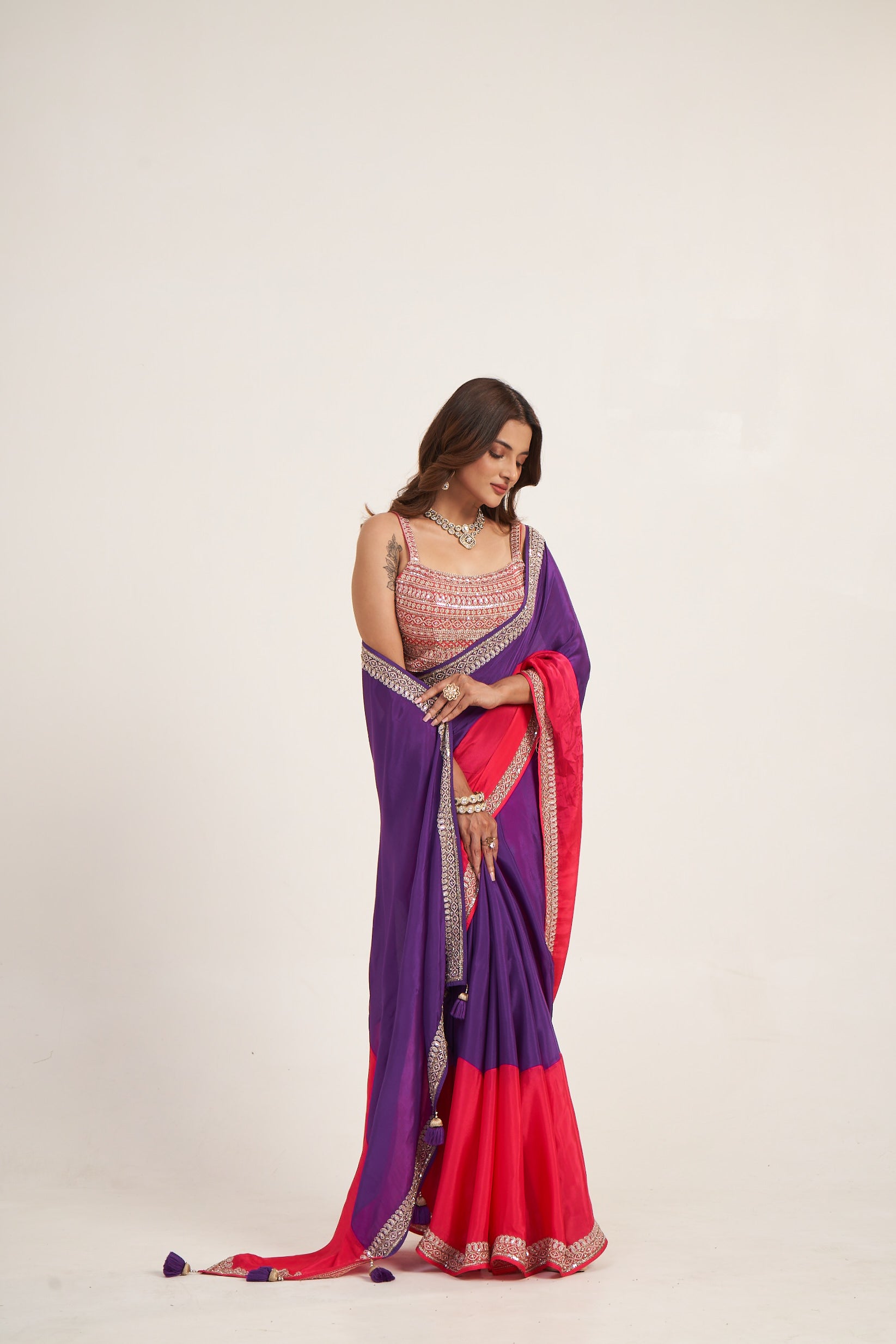 Pink-Purple Dream  Pure Chinon Saree