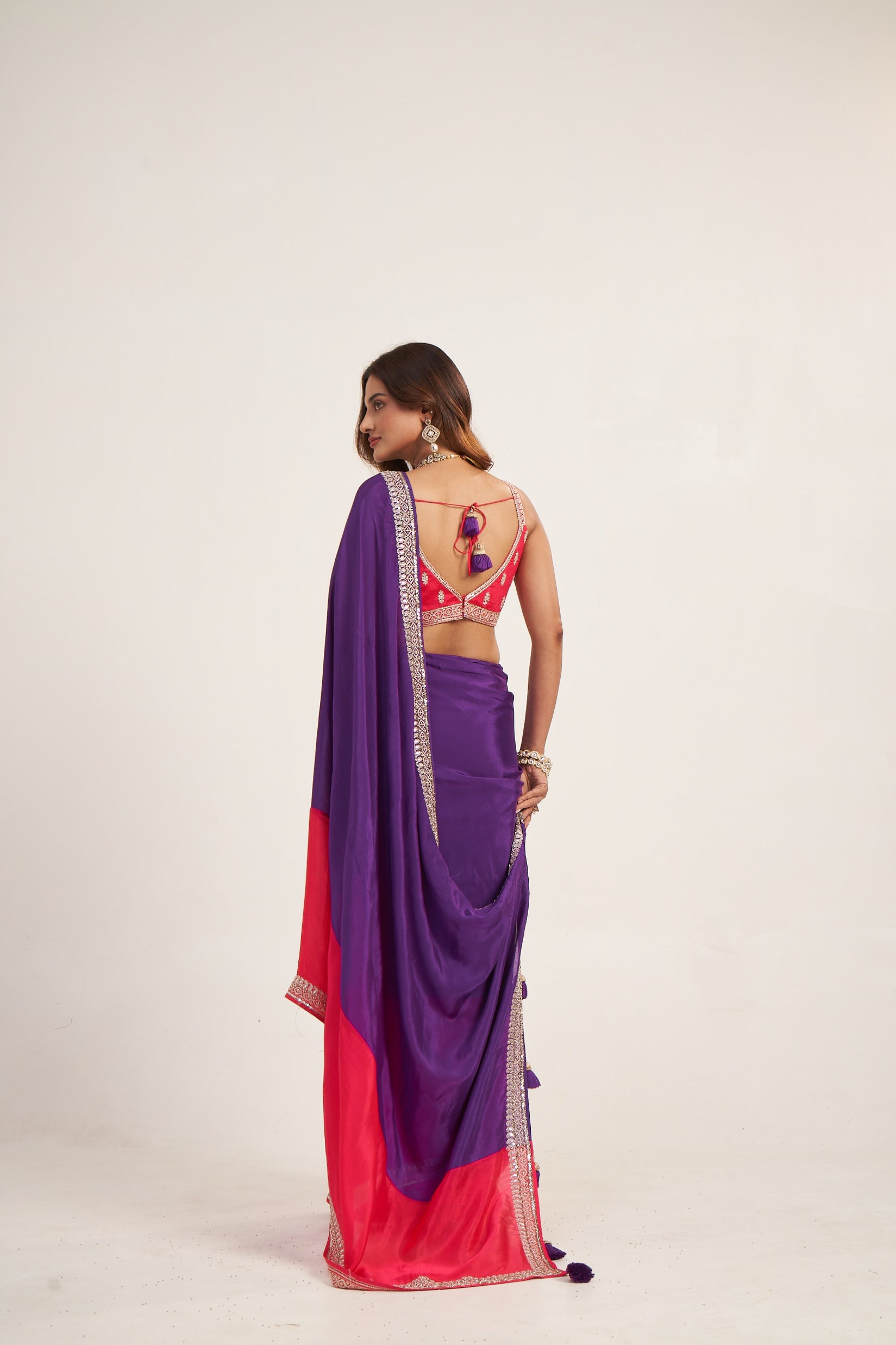 Pink-Purple Dream  Pure Chinon Saree