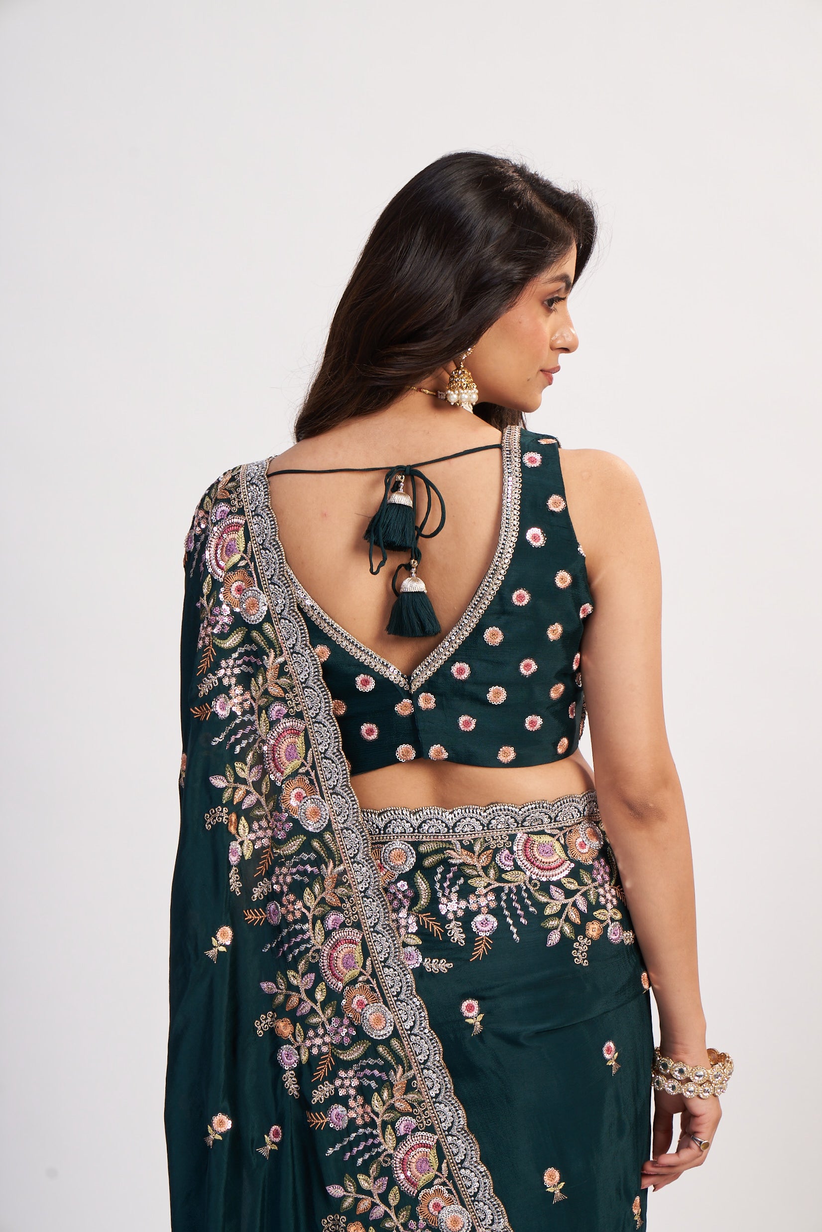 Midnight Majesty Chinon Thread Saree