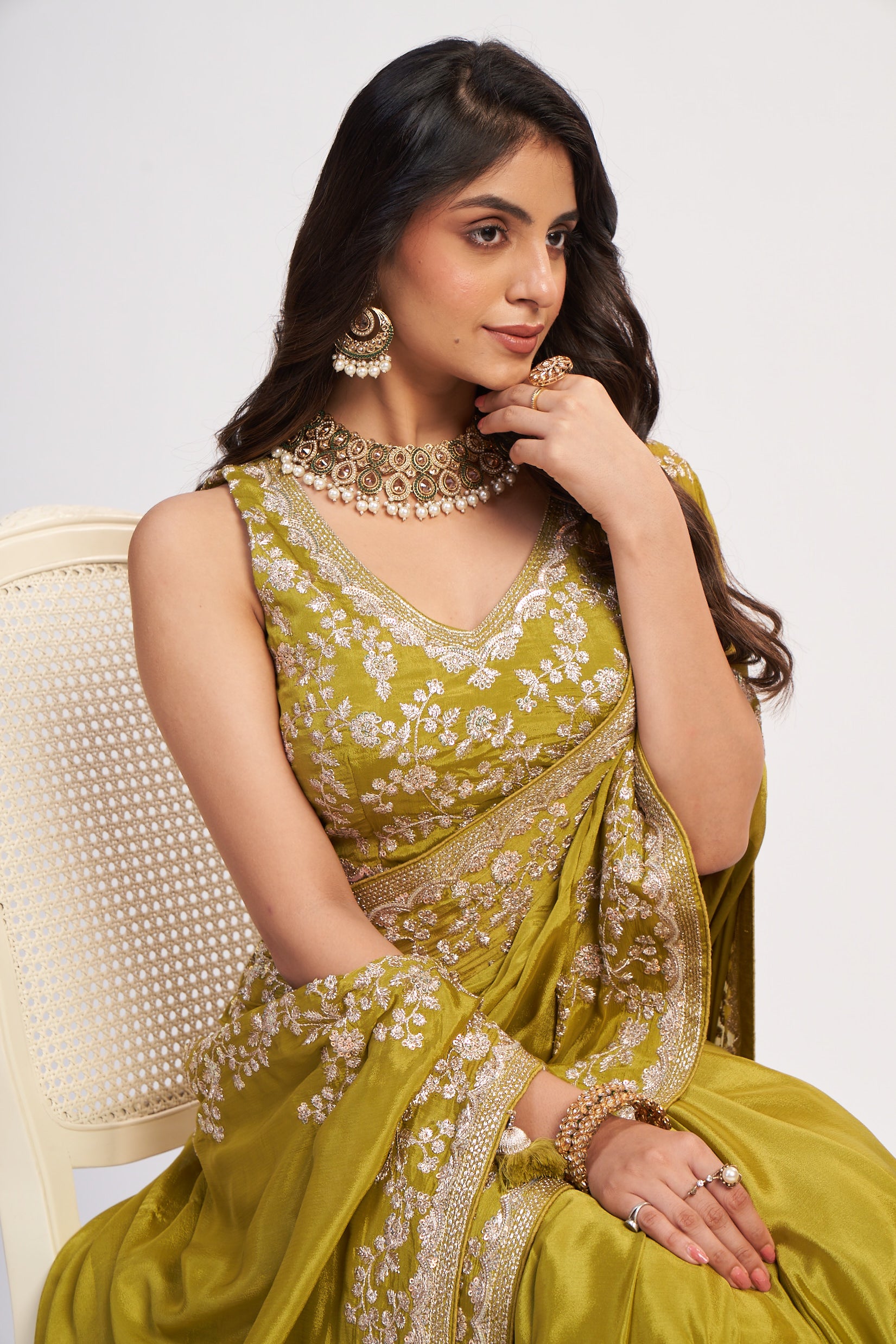 Golden Glow Light Mustard Pure Chinon Saree