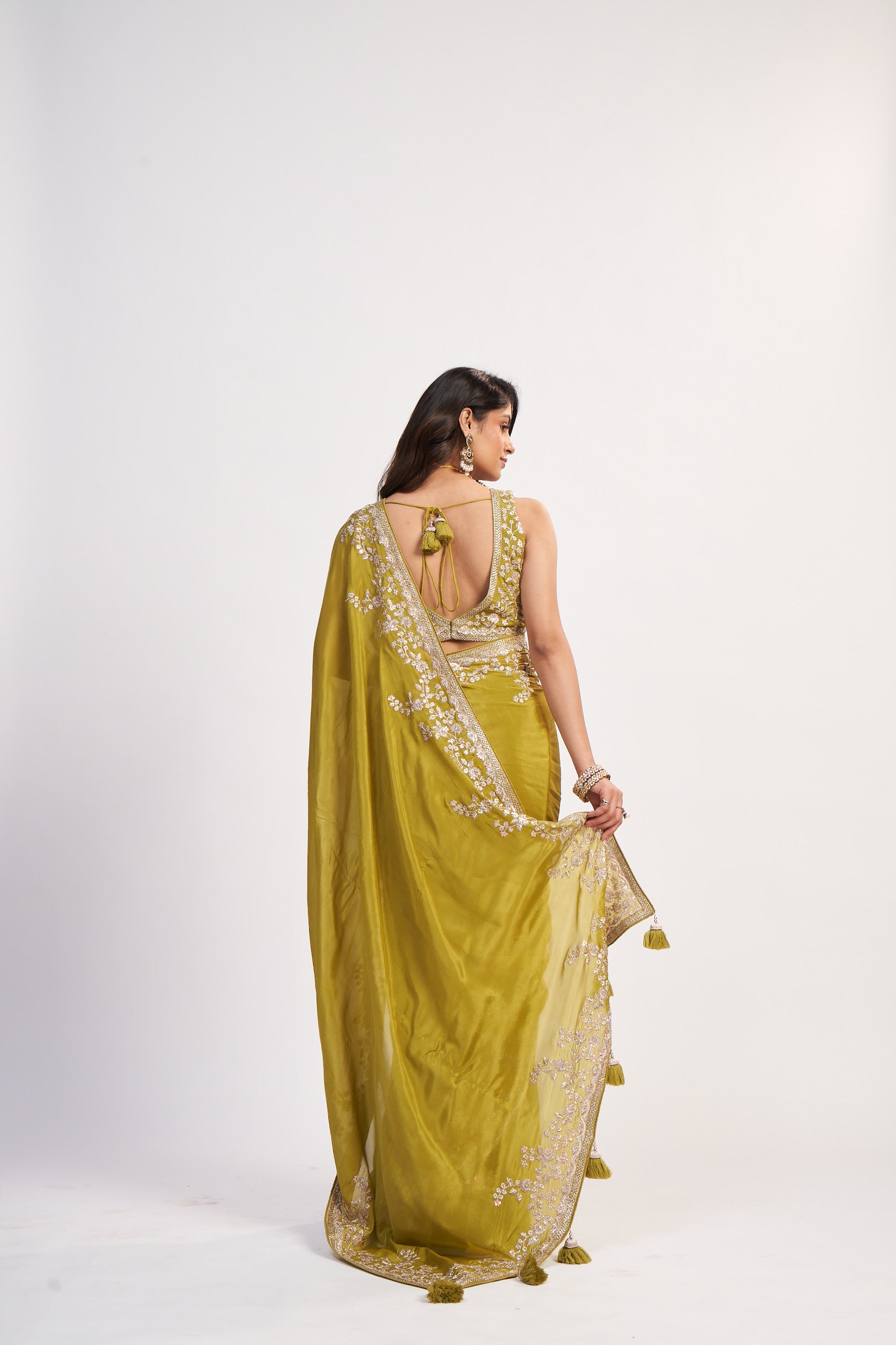 Golden Glow Light Mustard Pure Chinon Saree