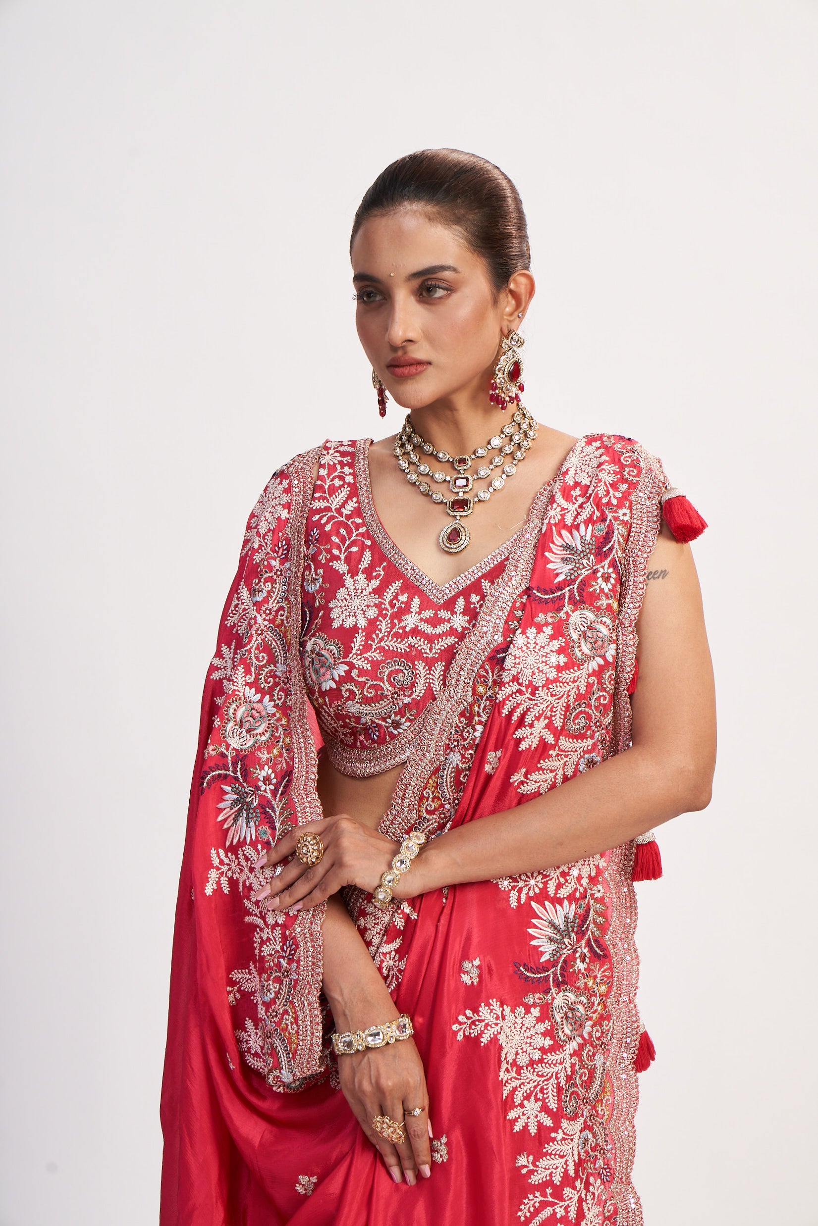 Soft Pink Chinon Sequin Saree