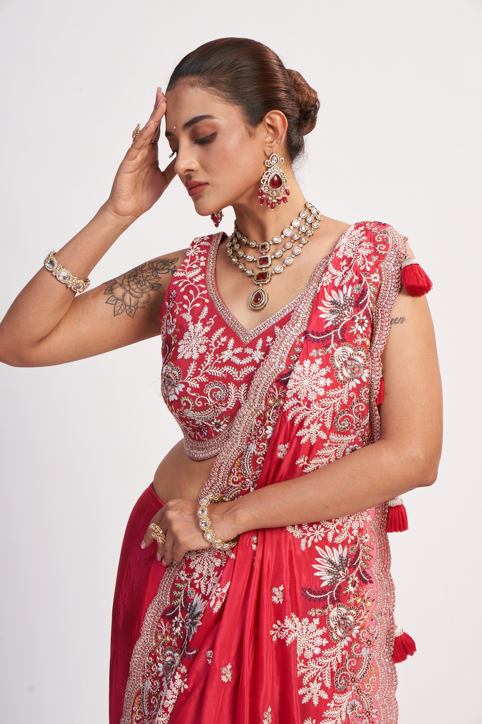 Soft Pink Chinon Sequin Saree